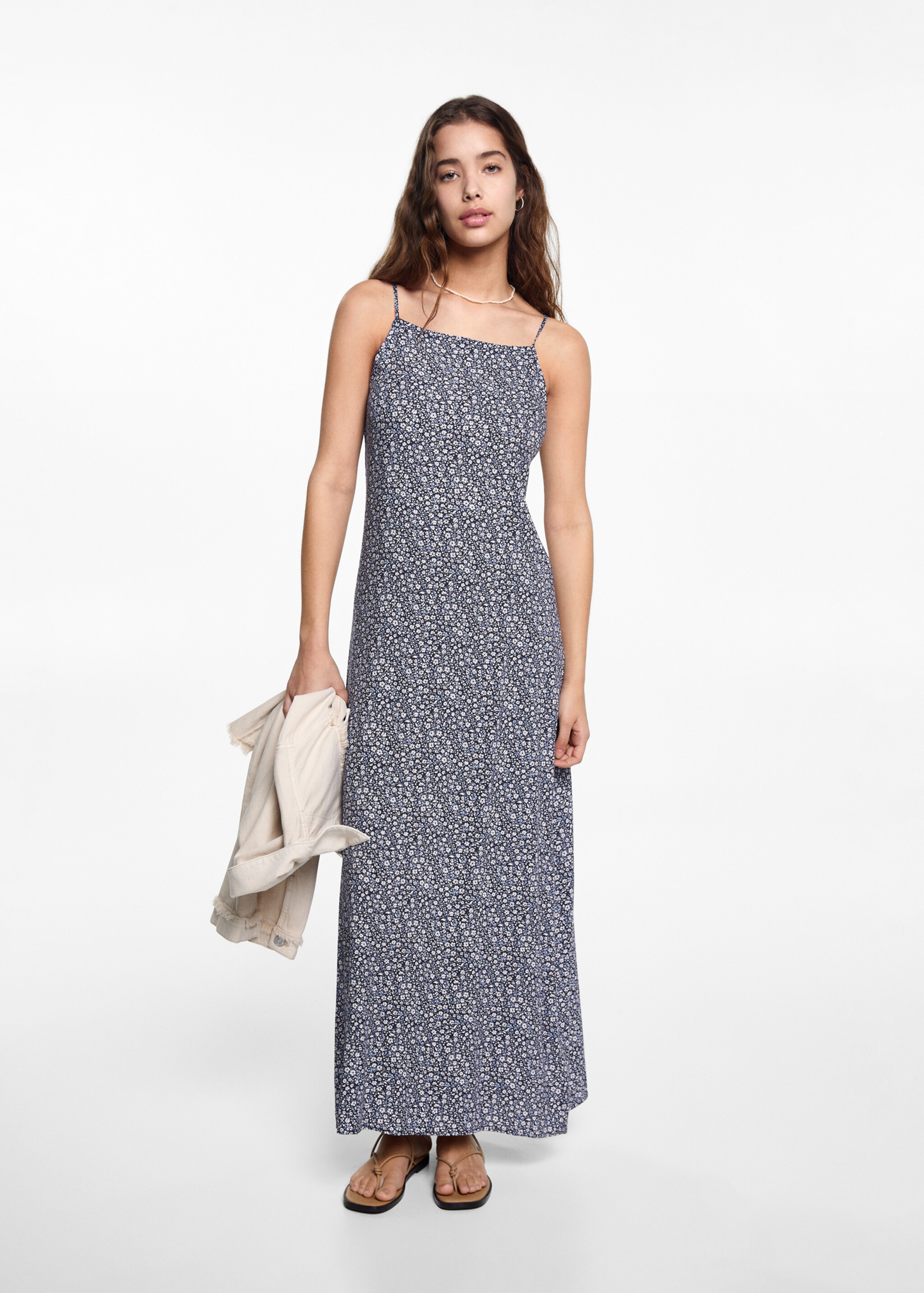 Vestido estampado floral - Plano general, Azul marino oscuro. Ref: 67098278-00.