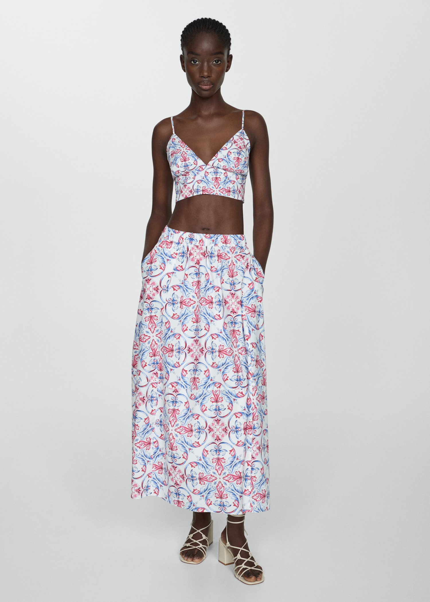 Saias Midi Mango Plissada Midi Saia Plissada Cinzenta Saia Maxi