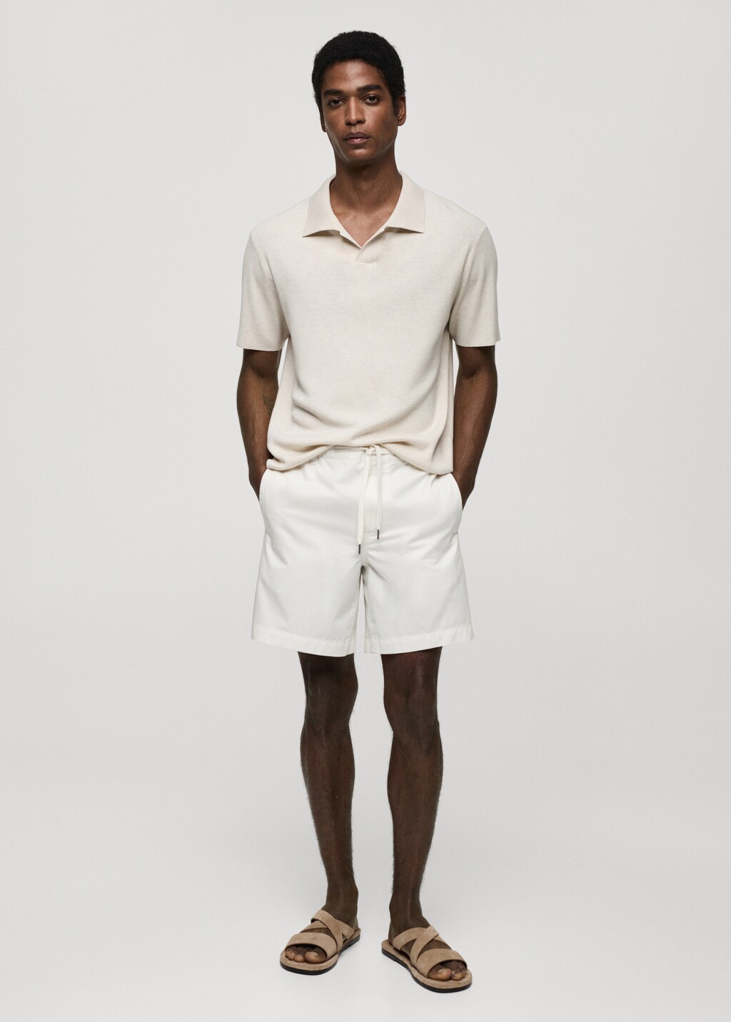 【BAON】Shoka Summer Cotton Bermuda Pants 100% cotton bermuda shorts with drawstring - Men | MANGO