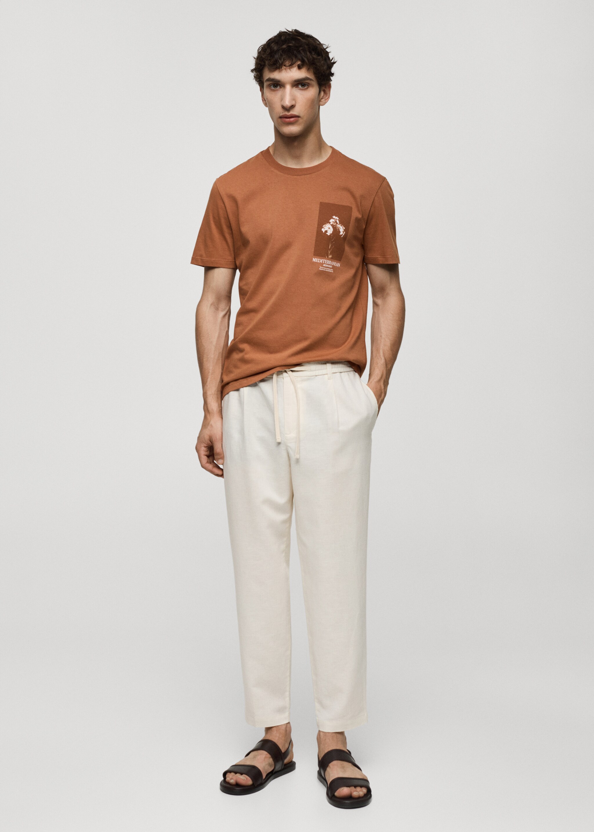 Slim-fit 100% printed cotton t-shirt - General plane
