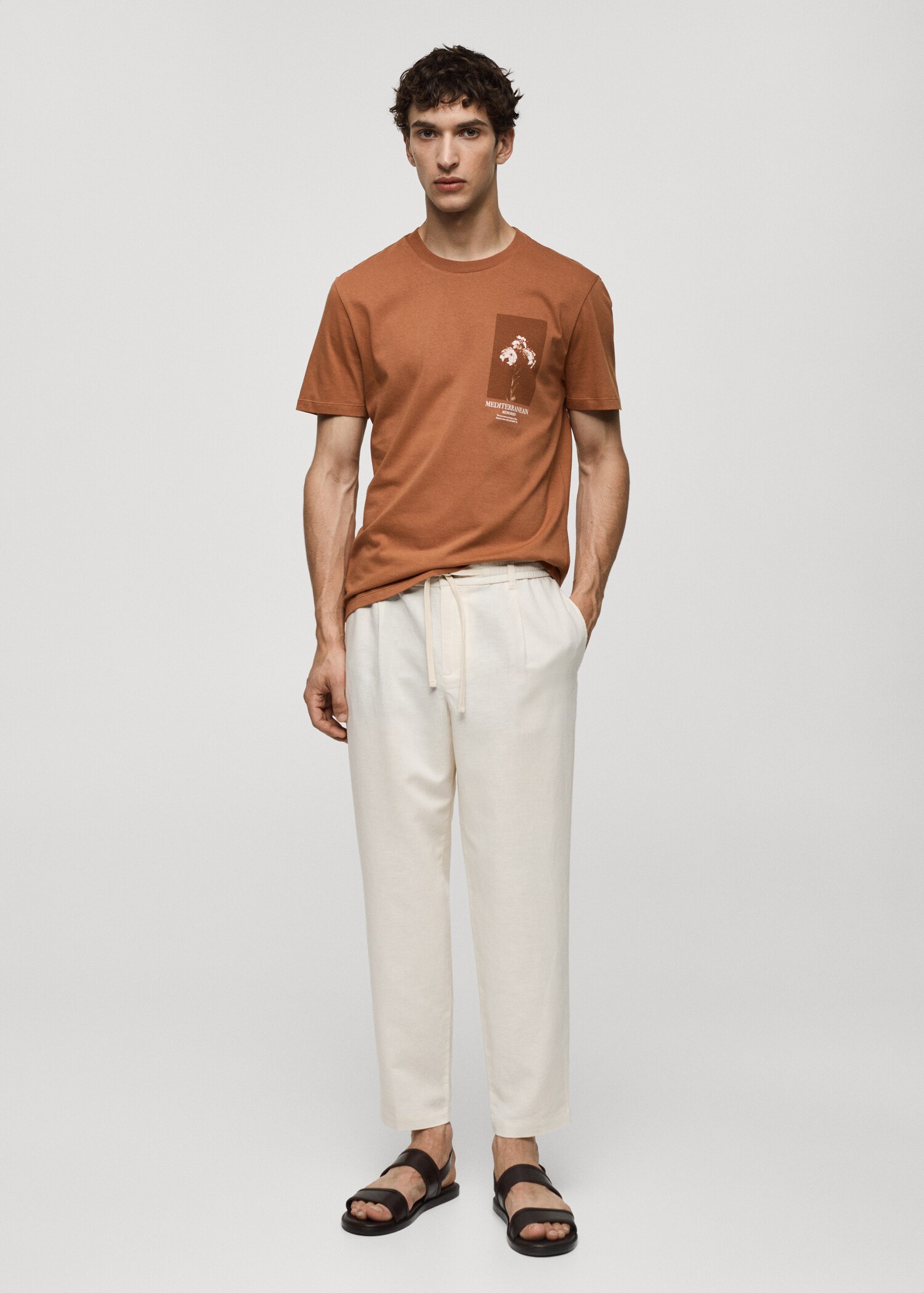 Slim-fit 100% printed cotton t-shirt - General plane