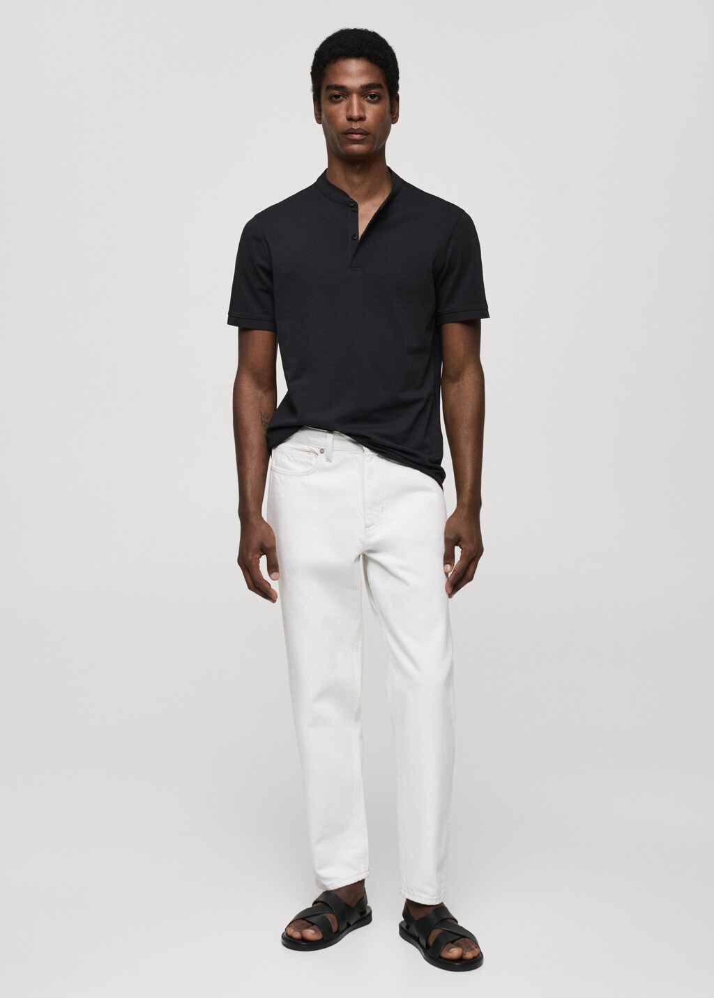 Cotton pique polo shirt with mao collar - Men | MANGO OUTLET USA