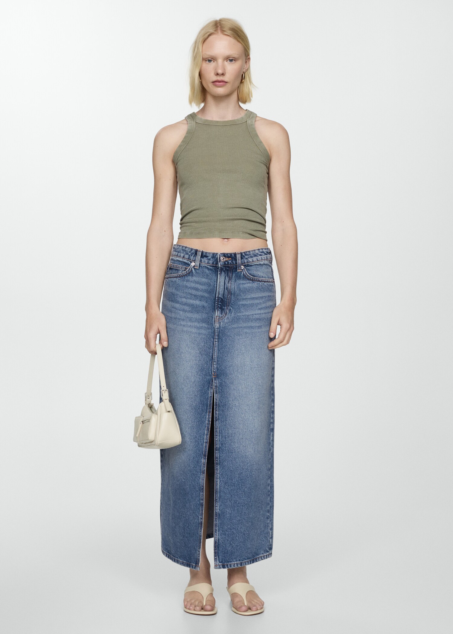 Long denim skirt - General plane