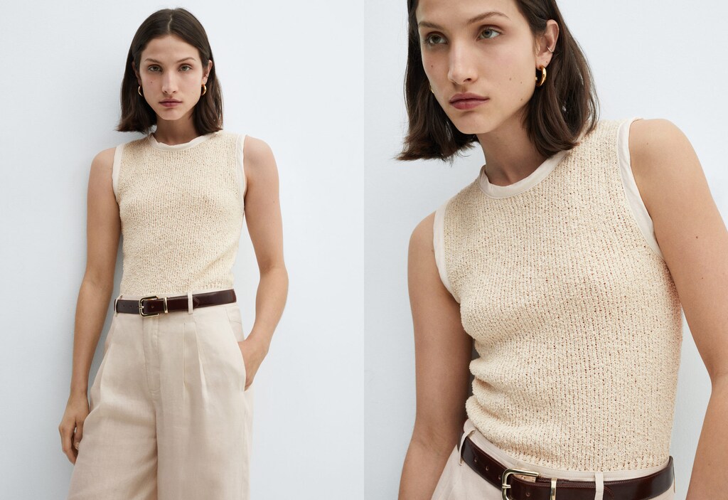 Fringed detail knit top - Women | MANGO OUTLET USA
