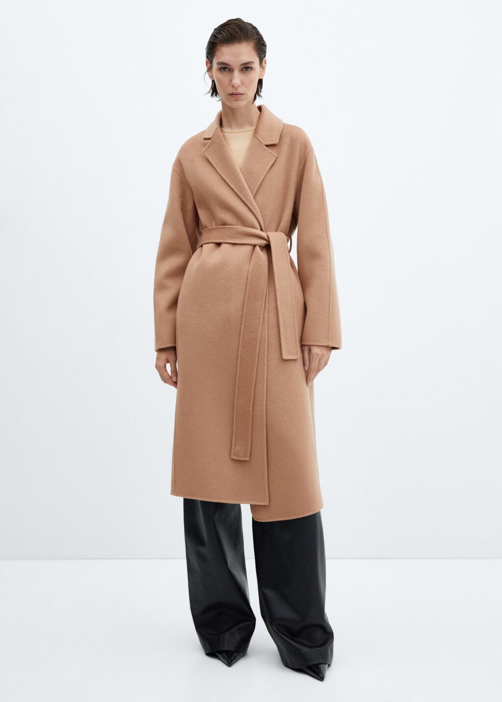 Wool coat with handmade belt