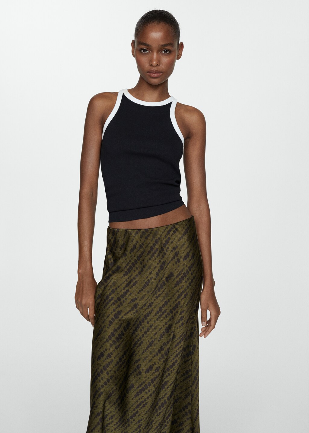 Satin check skirt - Women | MANGO OUTLET USA