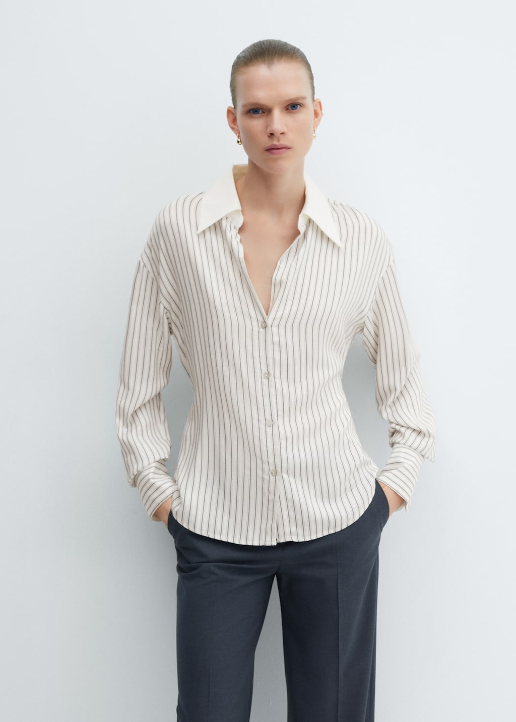 Striped bow blouse - Women | MANGO OUTLET USA
