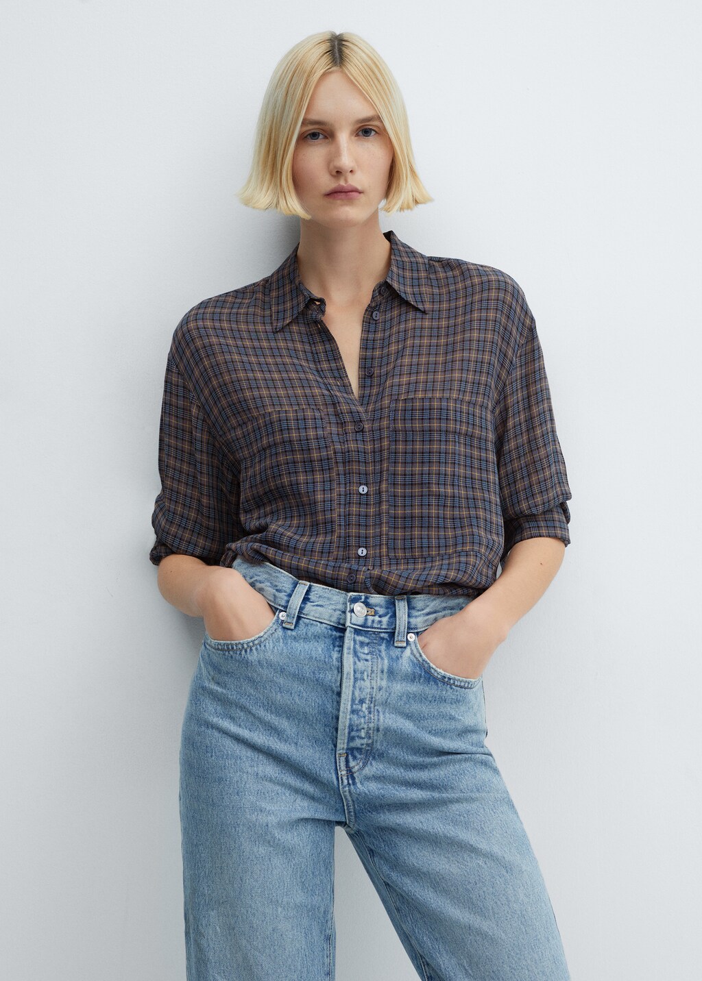 Oversize check shirt - Women | MANGO OUTLET USA Oversize check shirt - Women | MANGO OUTLET USA