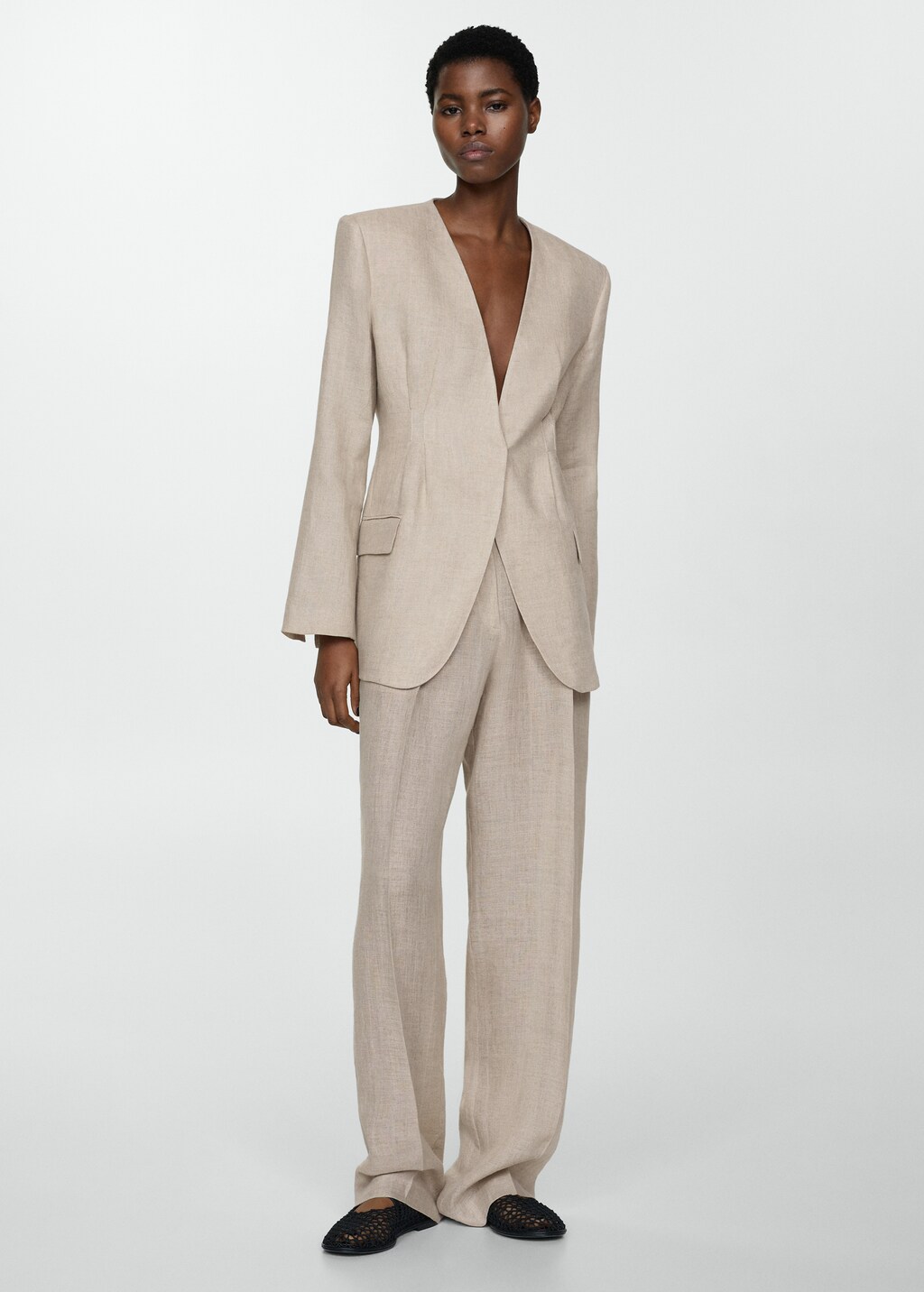 Blazer suit 100% linen - Women | MANGO OUTLET USA