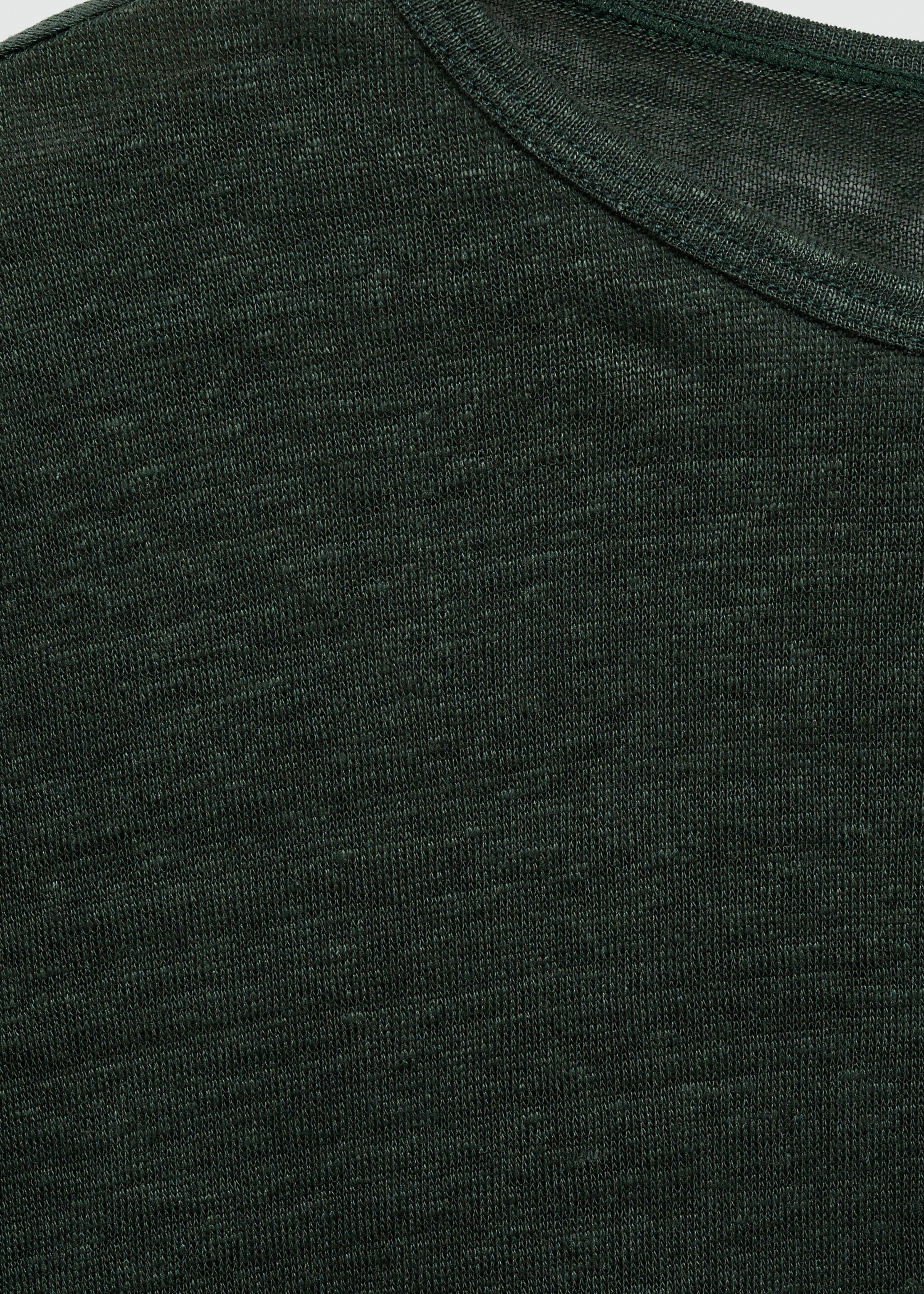 Short-sleeved linen t-shirt - Details of the article 8, Green. Ref: 77000353-00.