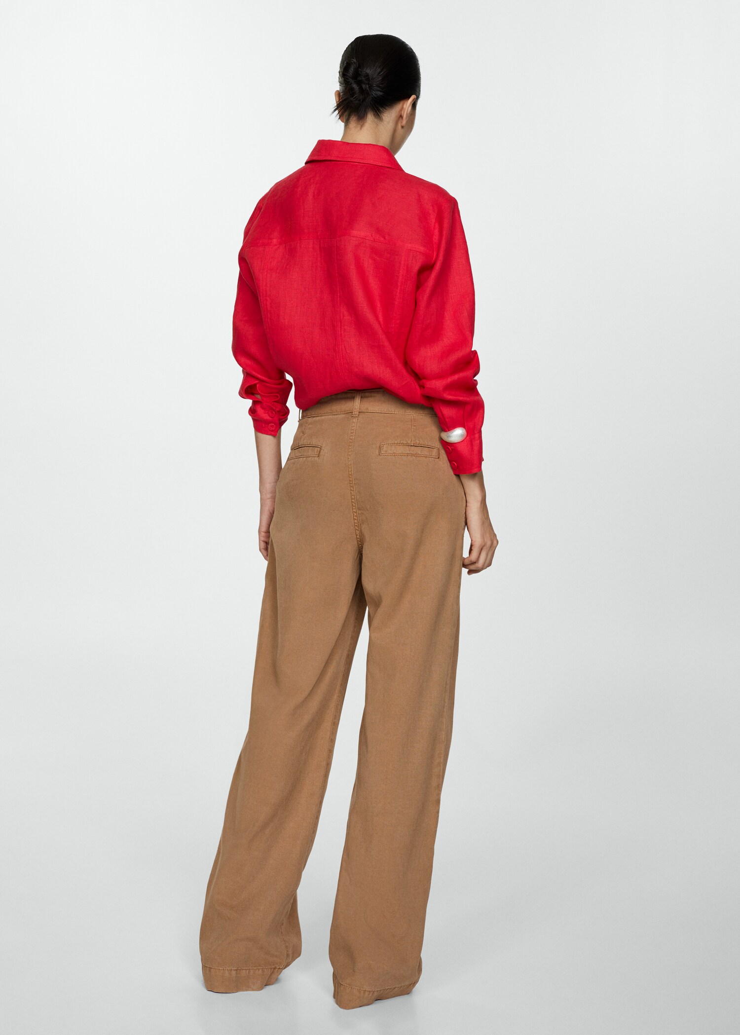 Flowy wideleg trousers with belt - Reverse of the article