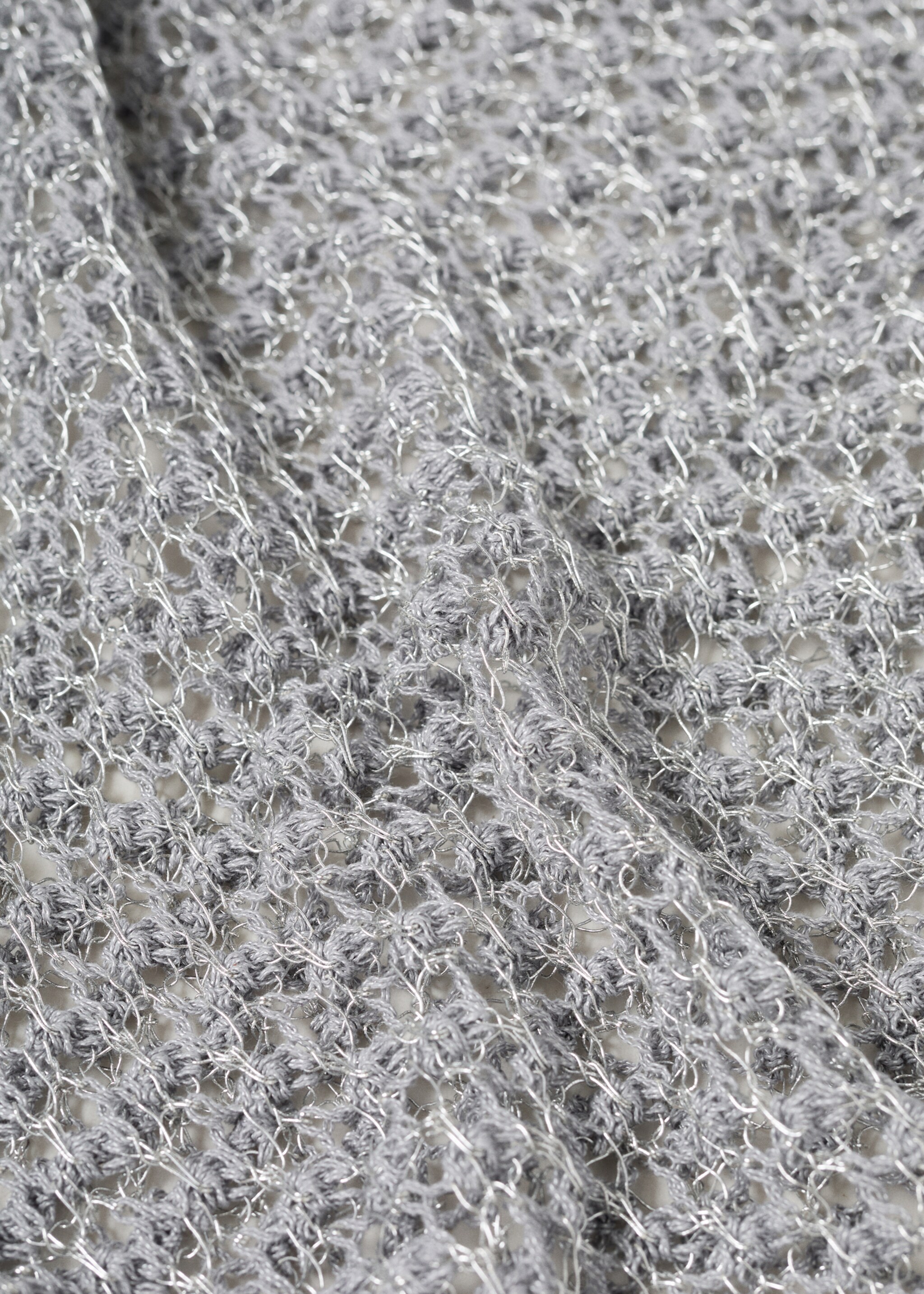 Crochet lurex dress - Details of the article 0, Silver. Ref: 77000385-00.