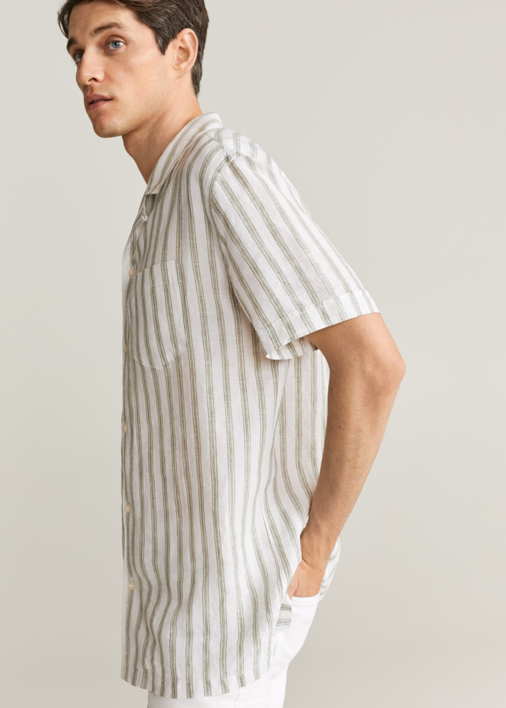Camisa regular fit 100% lino rayas - Detalle del artículo 2