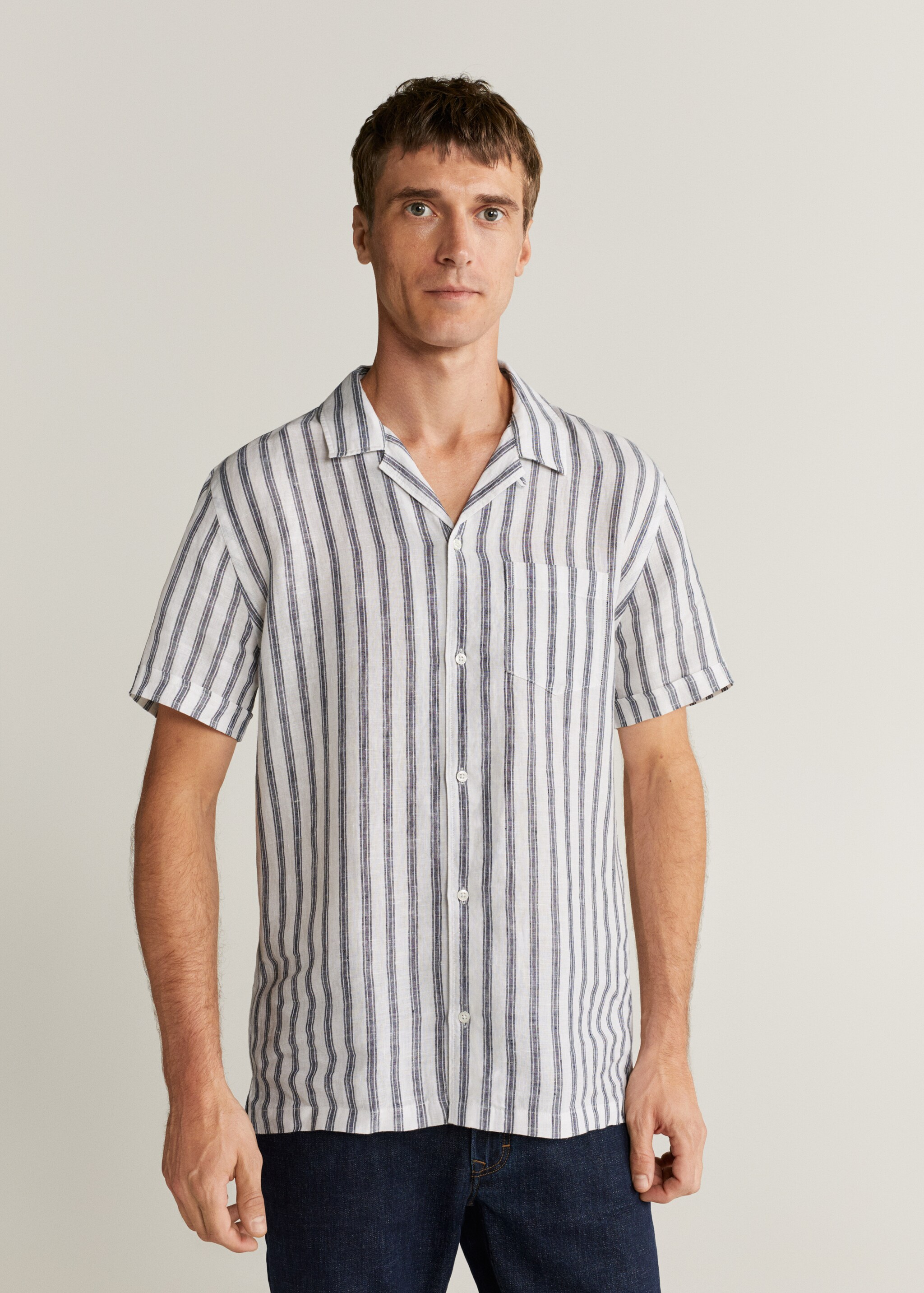 Camisa regular fit 100% lino rayas - Detalle del artículo 1