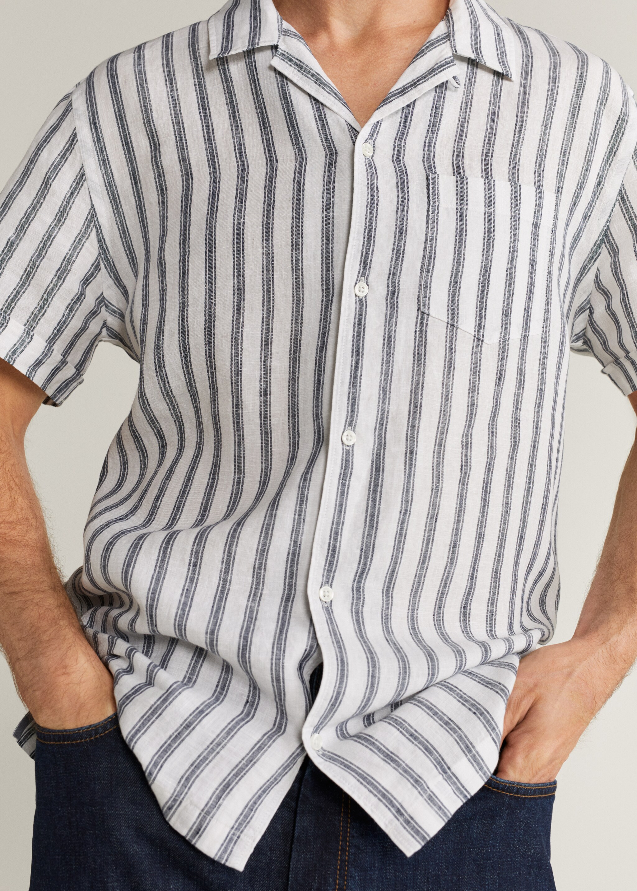 Camisa regular fit 100% lino rayas - Detalle del artículo 2