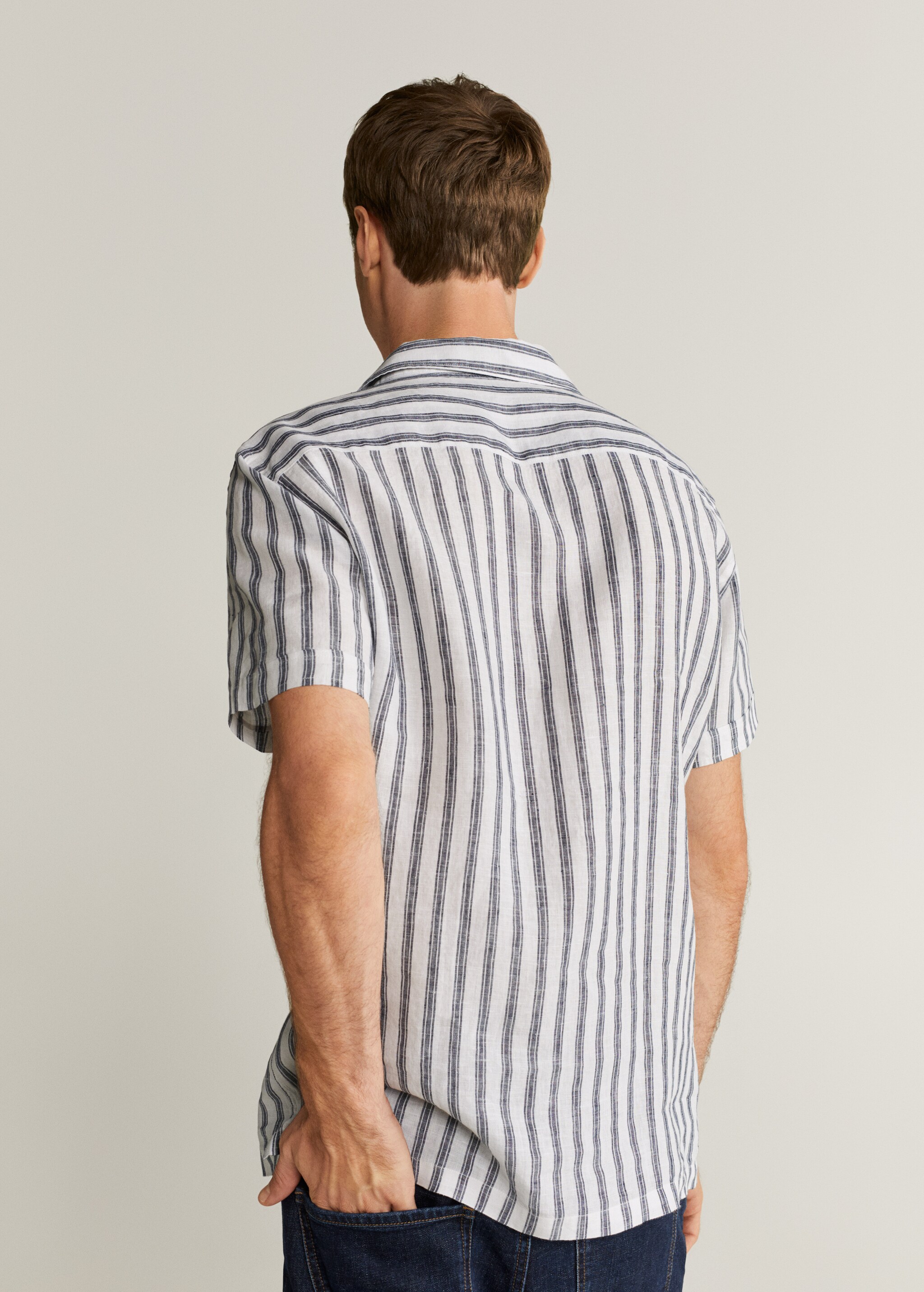 Camisa regular fit 100% lino rayas - Reverso del artículo