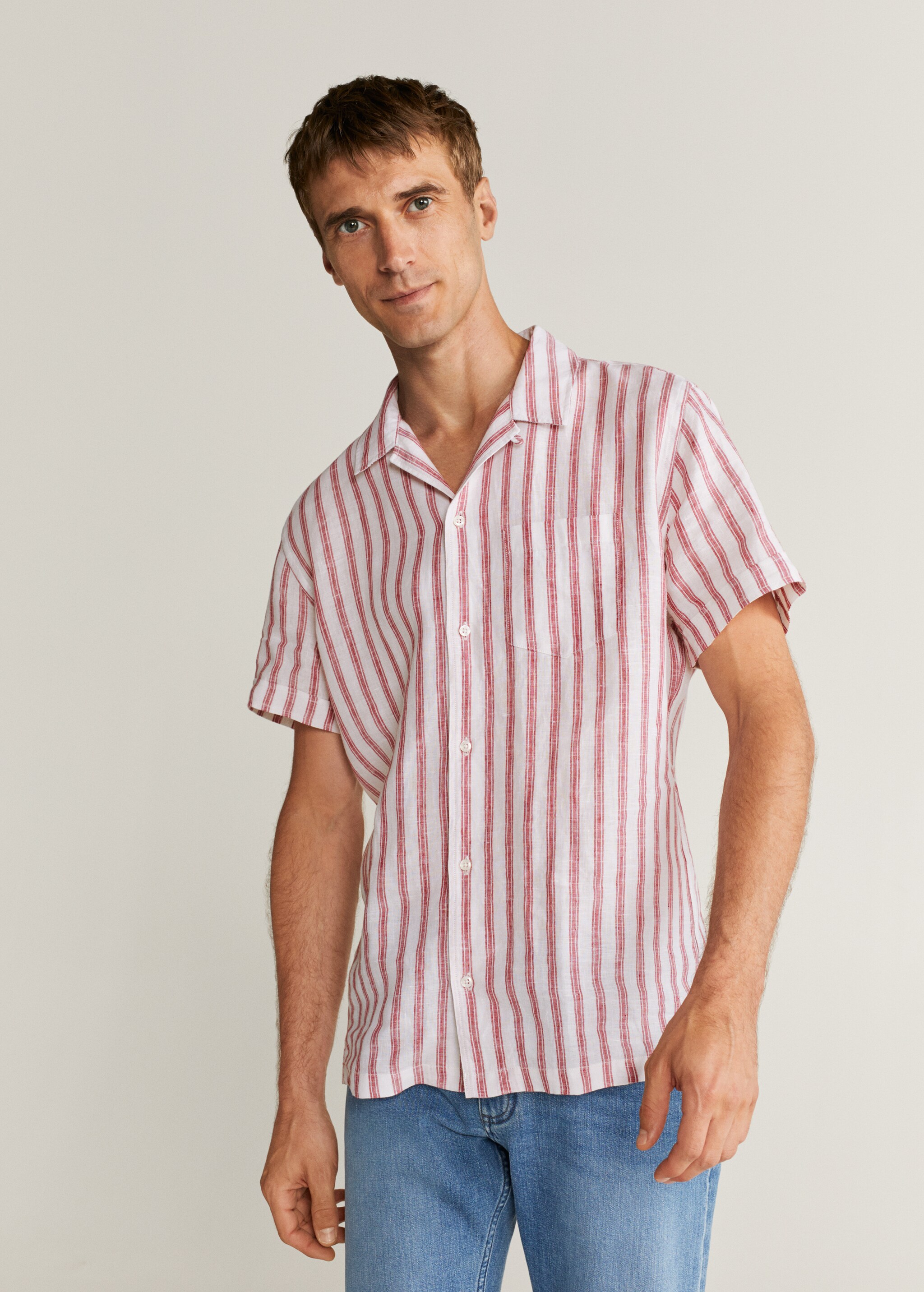 Camisa regular fit 100% lino rayas - Detalle del artículo 1