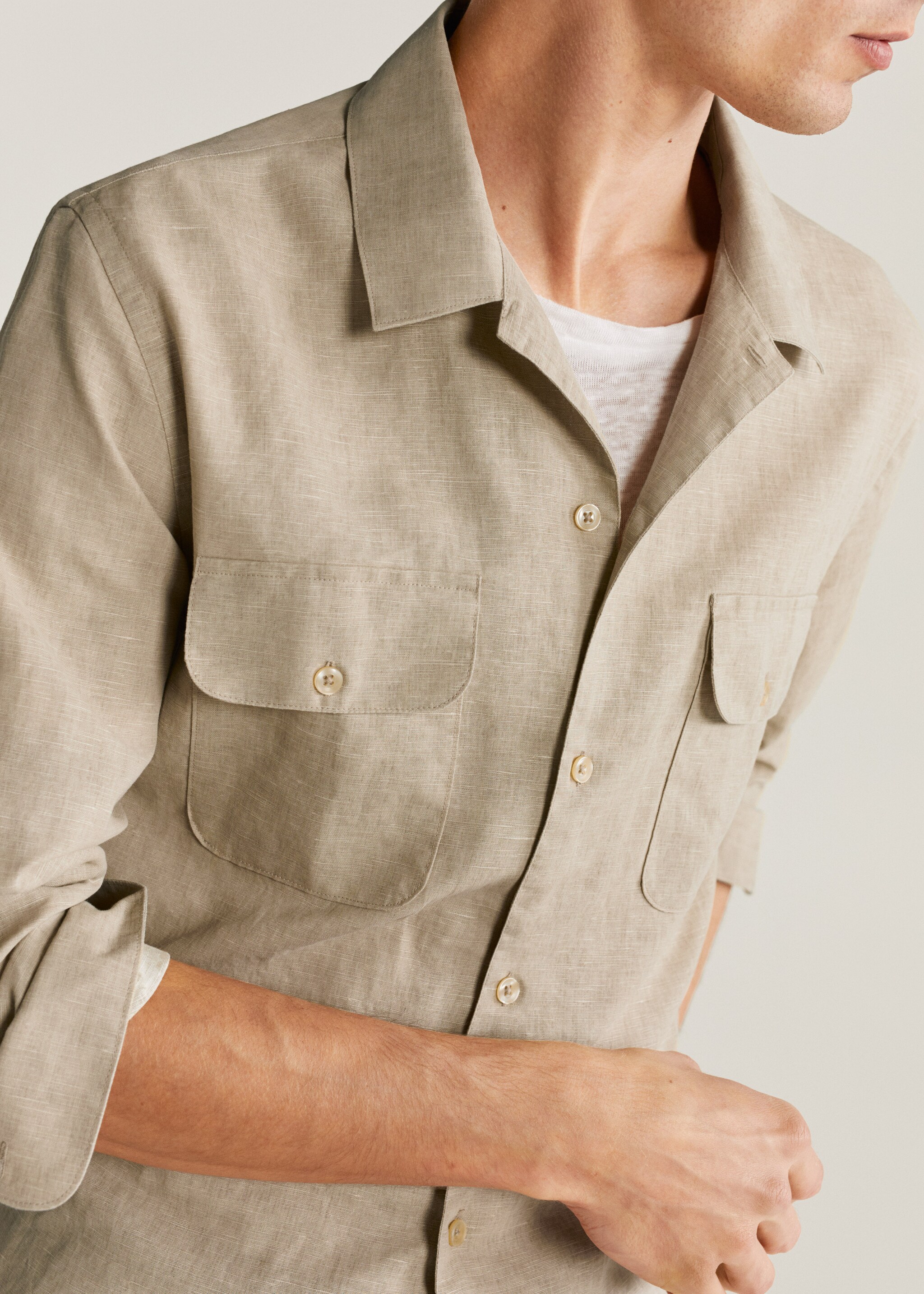 Sobrecamisa regular fit lino algodón - Detalle del artículo 1