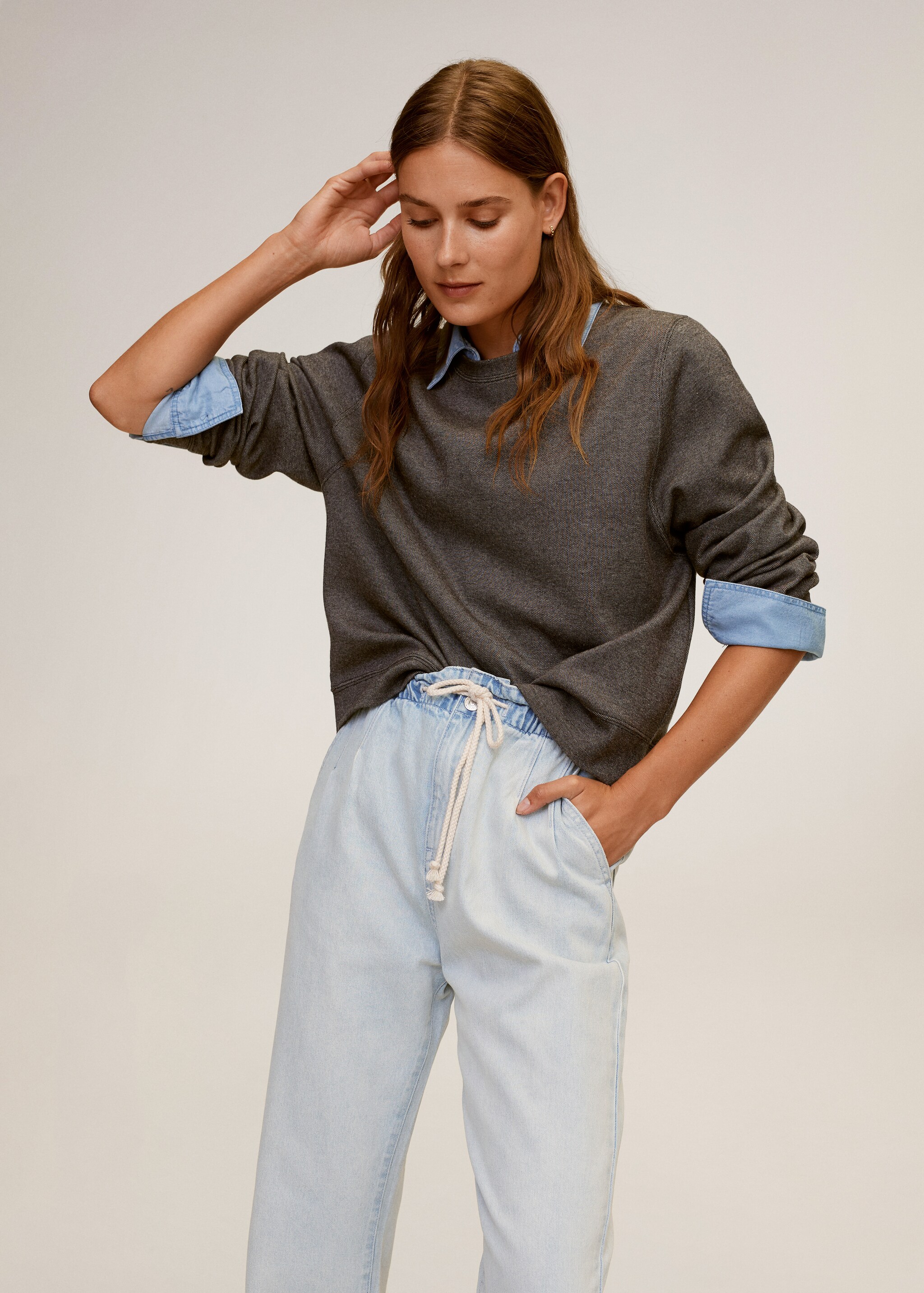 Baggy straight jeans with drawstring waist - Details of the article 2