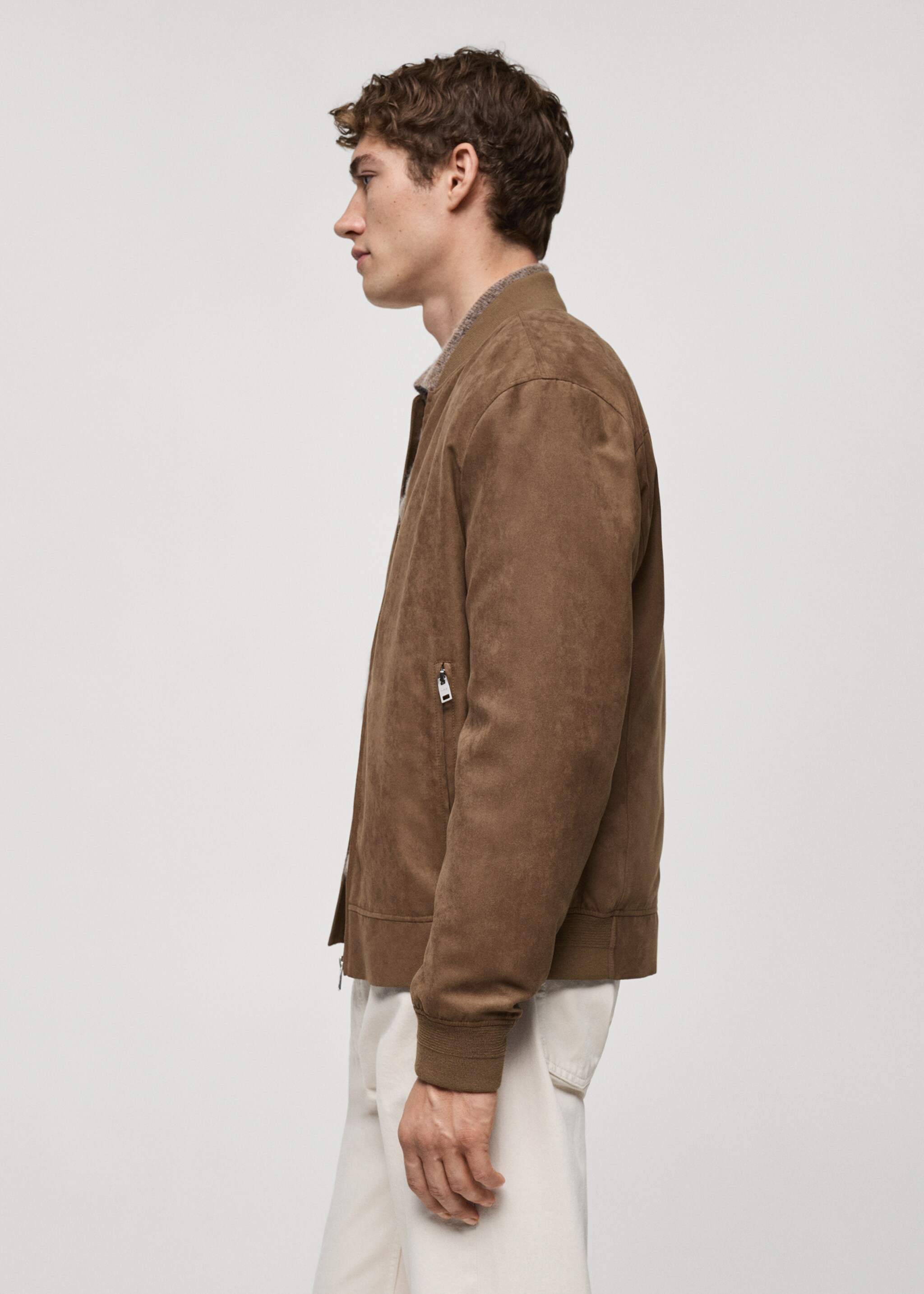 Cazadora bomber efecto ante - Detalle del artículo 2, Beige. Ref: 77000571-00.