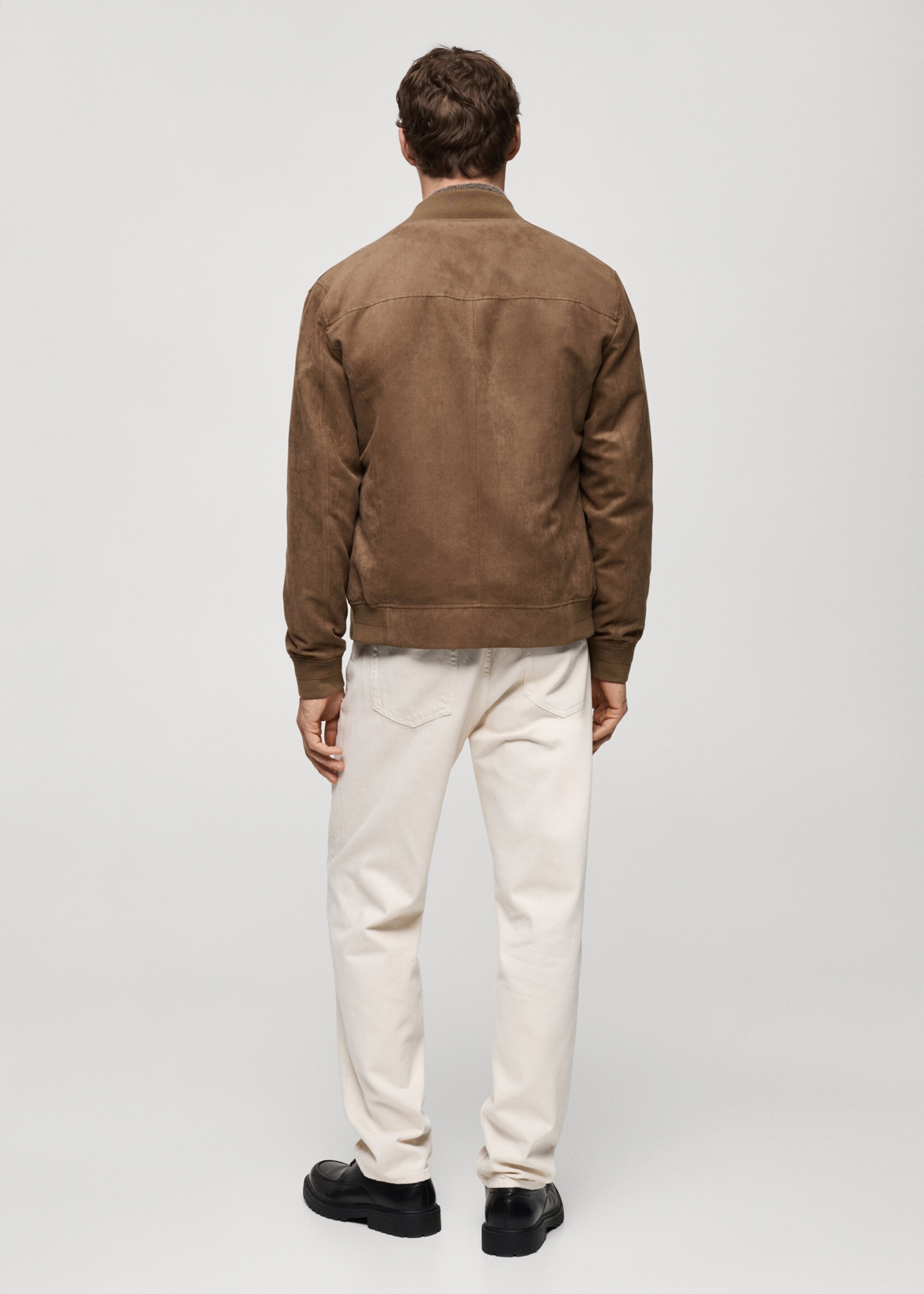 Cazadora bomber efecto ante - Reverso del artículo, Beige. Ref: 77000571-00.