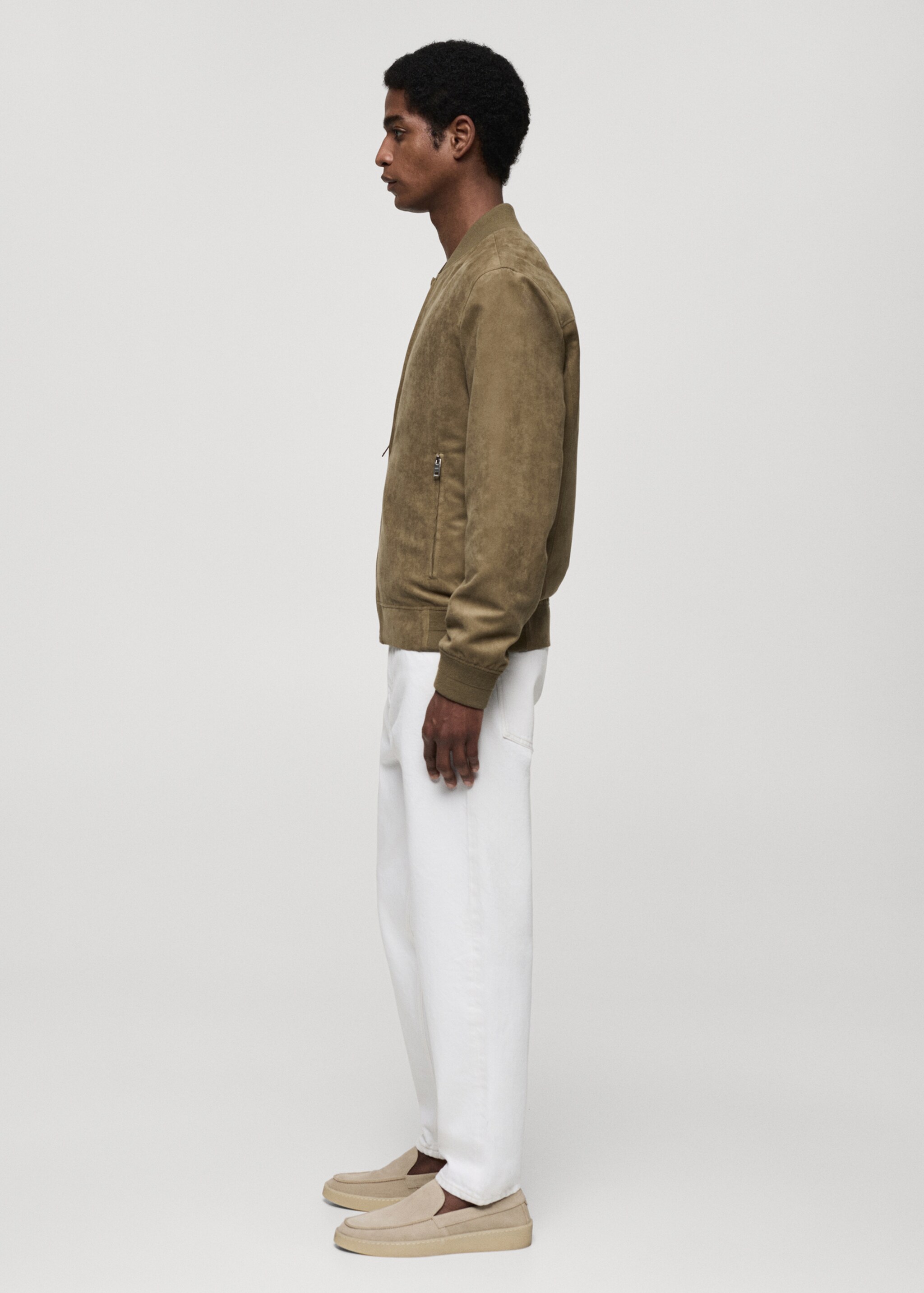 Blouson bomber imitation daim - Détail de l'article 2, Kaki. Ref: 77000571-00.