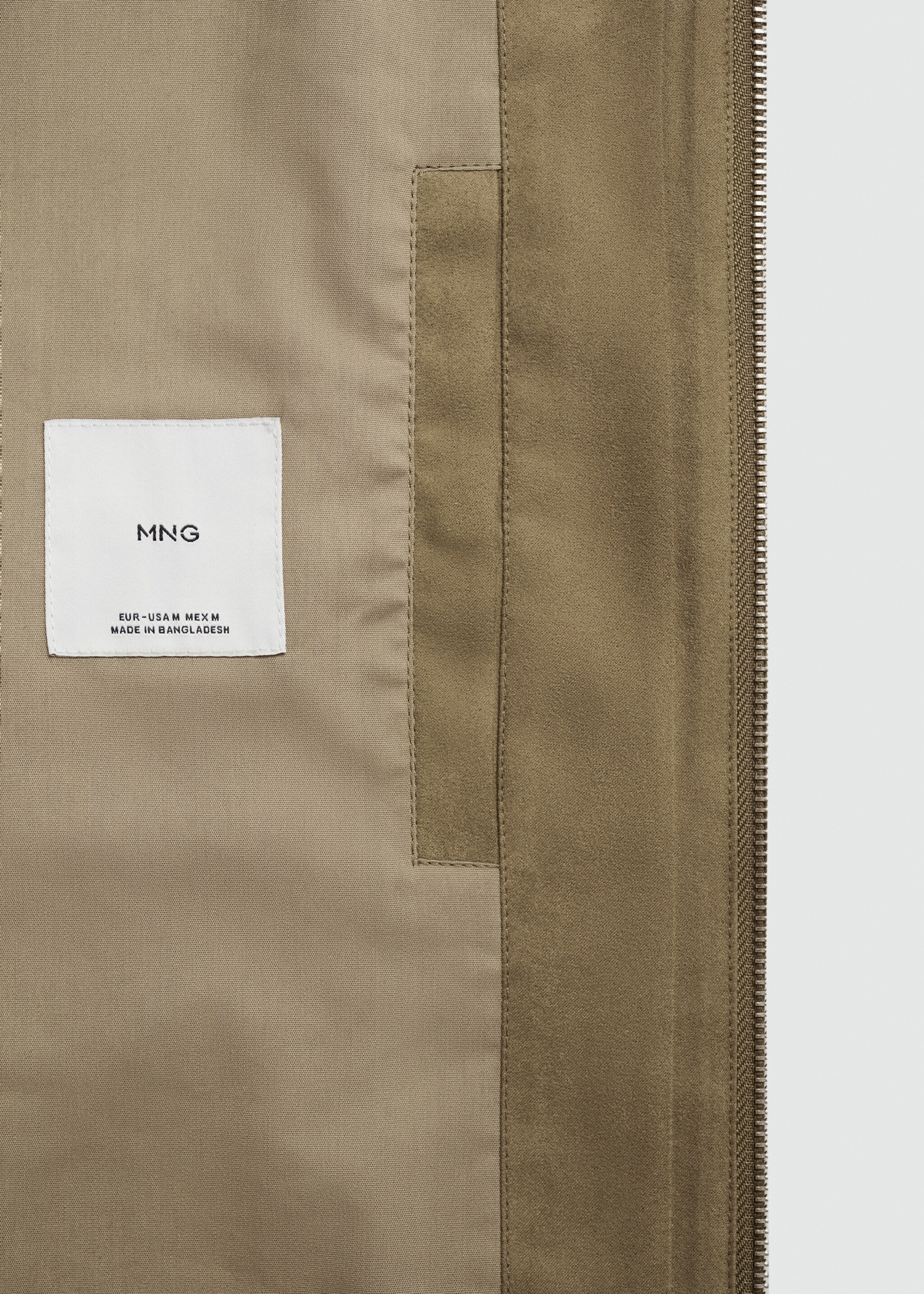 Blouson bomber imitation daim - Détail de l'article 8, Kaki. Ref: 77000571-00.