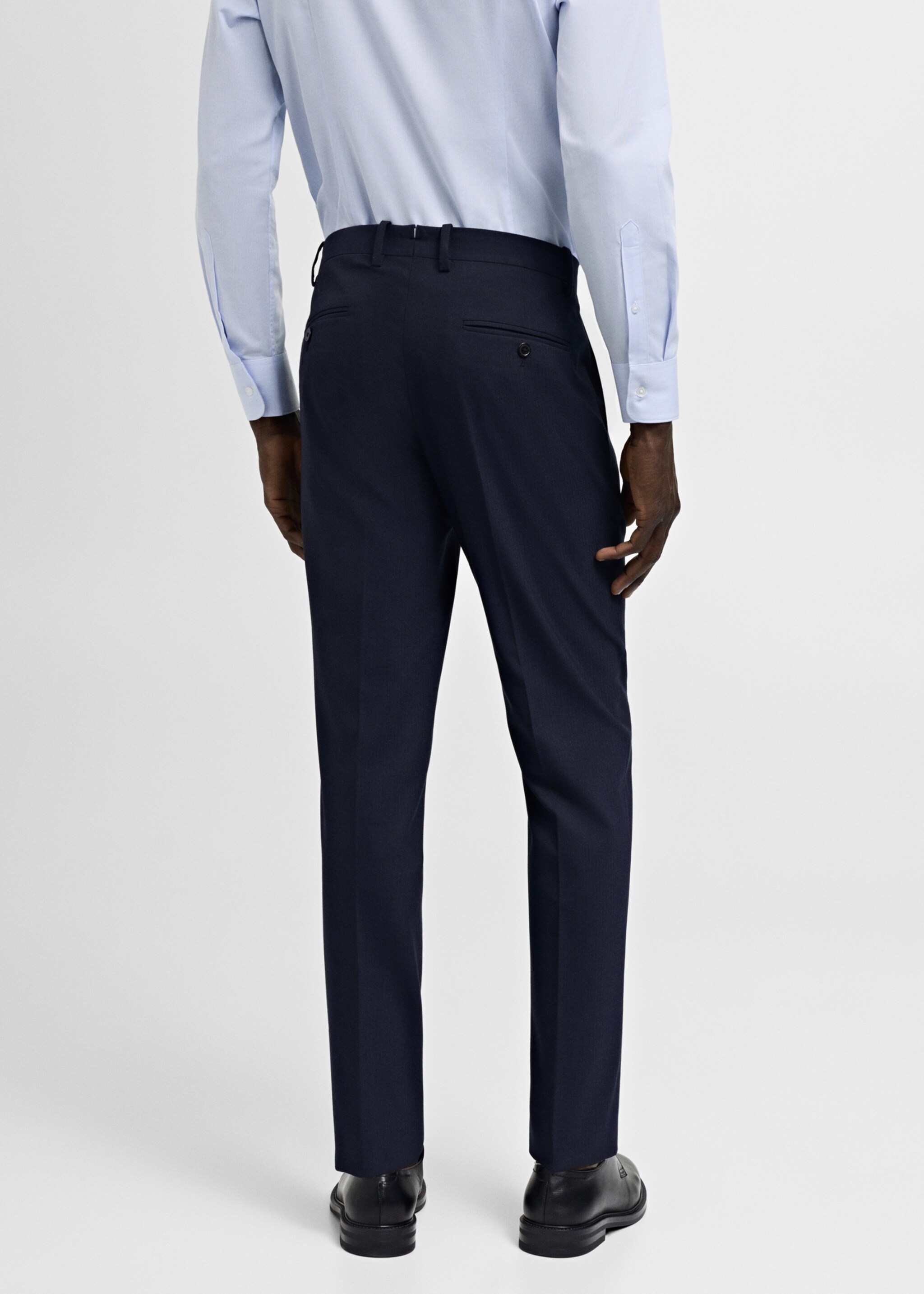 Stretch-fabric slim-fit suit trousers - Reverse of the article, Dark Navy. Ref: 77000573-00.
