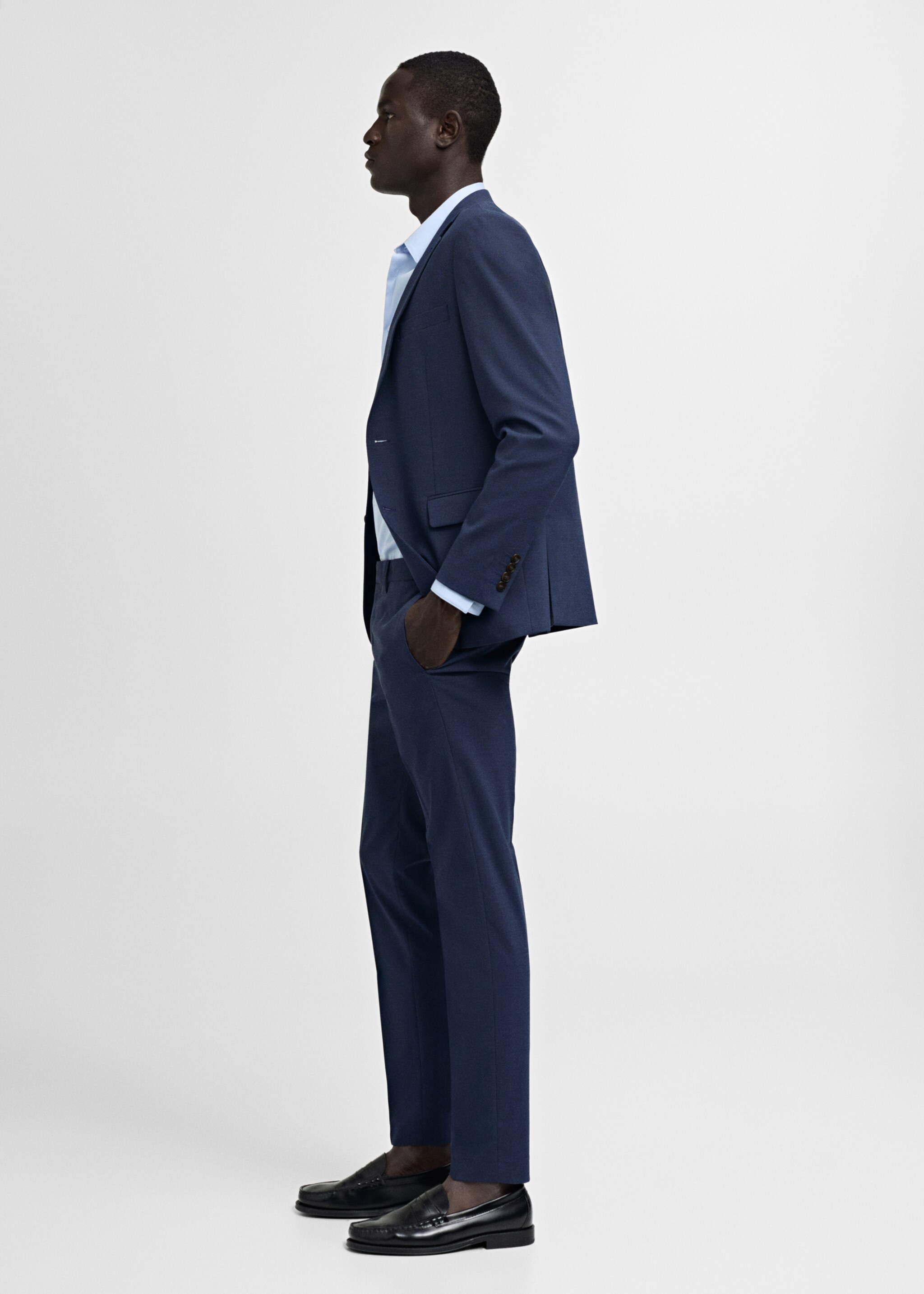 Stretch fabric super slim-fit suit trousers - Details of the article 2, Ink Blue. Ref: 77000577-00.