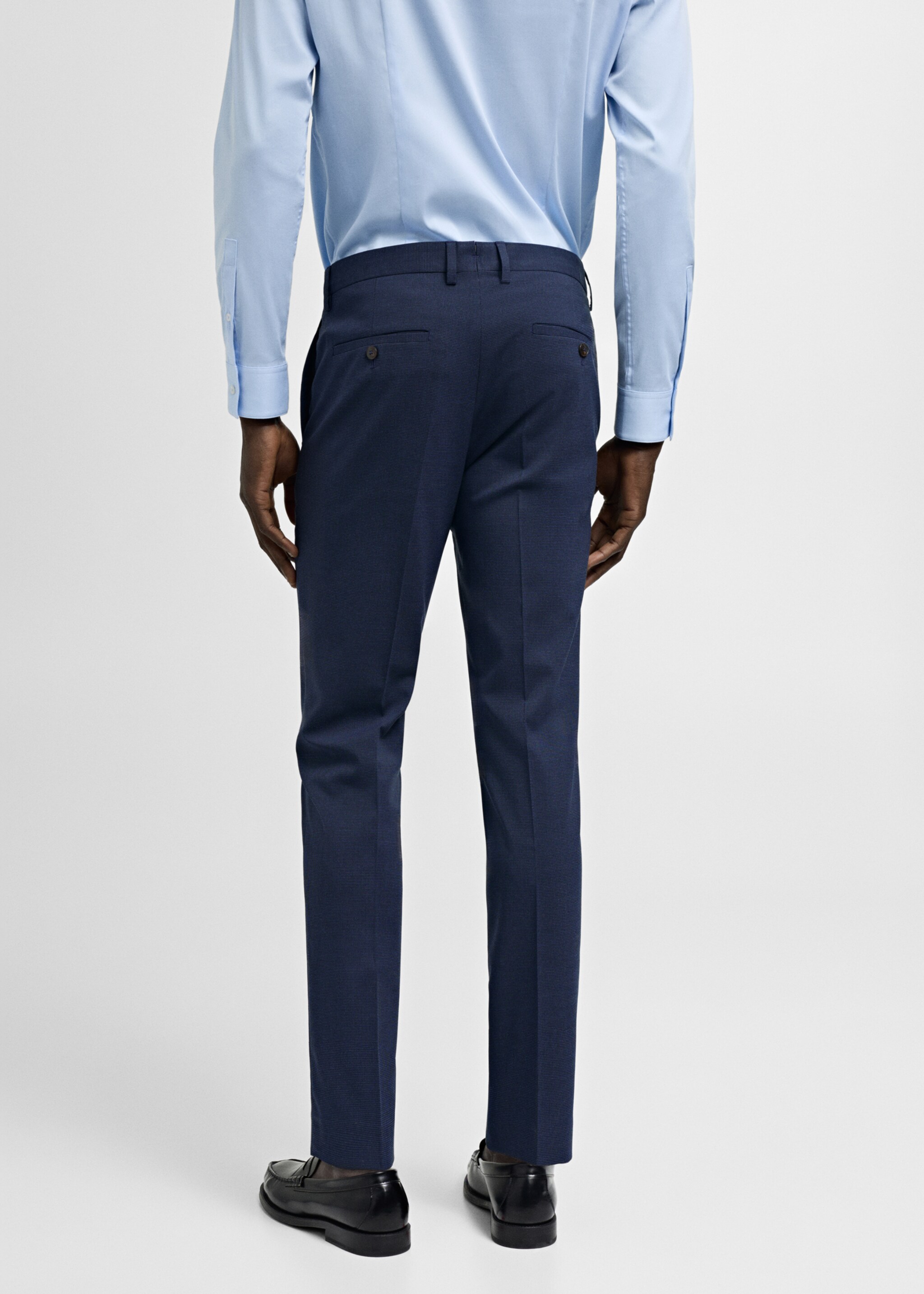 Stretch fabric super slim-fit suit trousers - Reverse of the article, Ink Blue. Ref: 77000577-00.