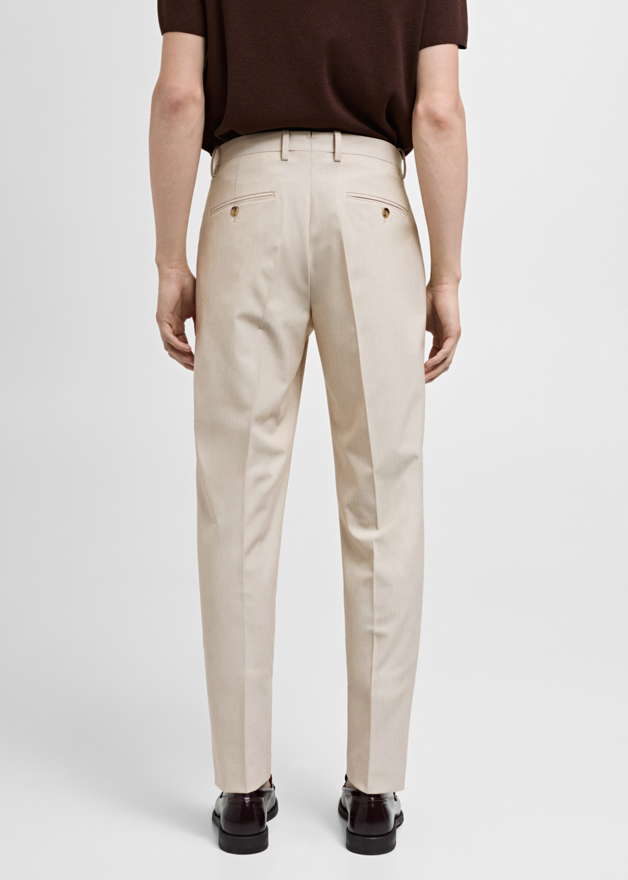 Stretch-fabric slim-fit suit trousers - Reverse of the article, Beige. Ref: 77000579-00.