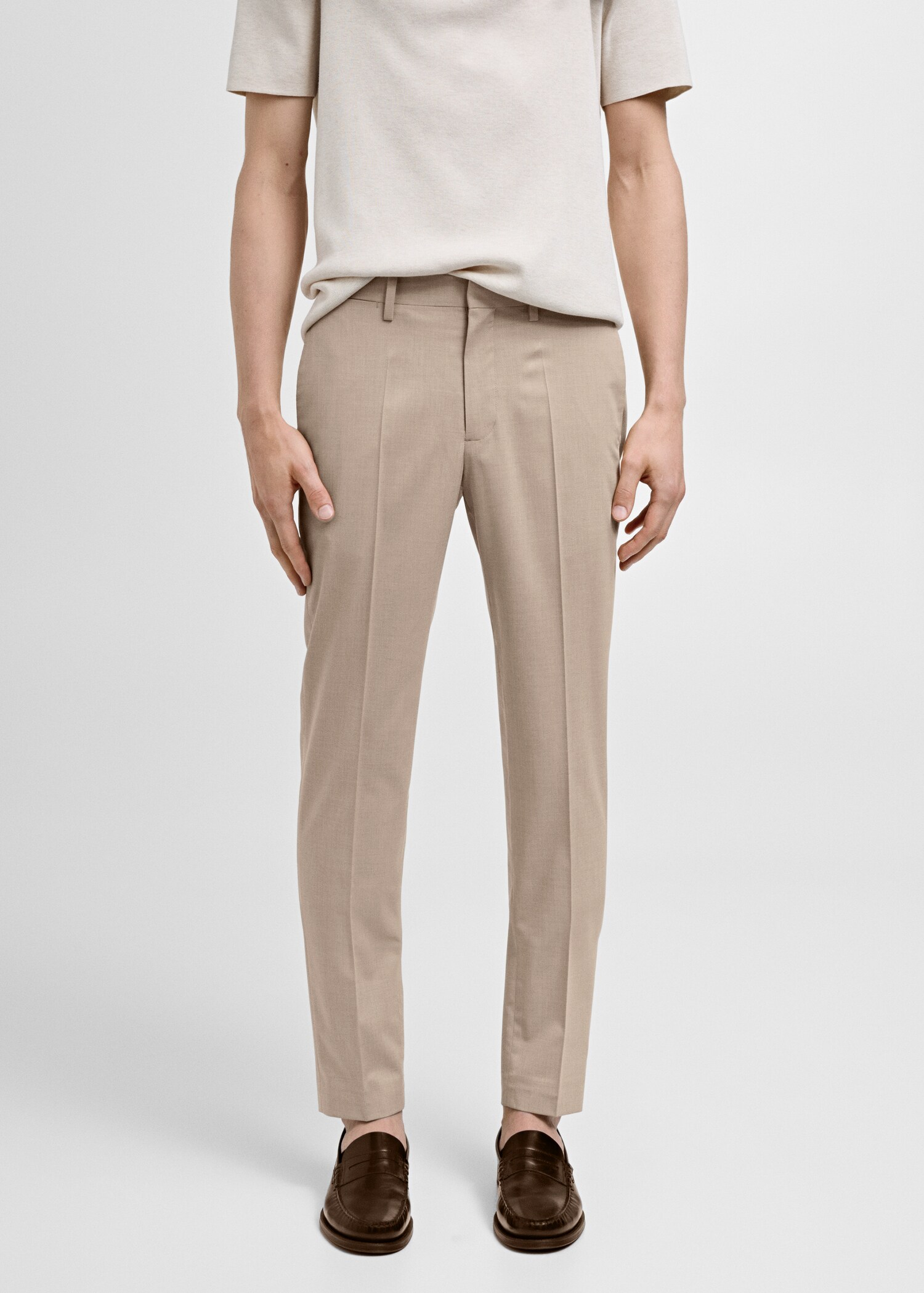 Stretch fabric super slim-fit suit trousers - Medium plane