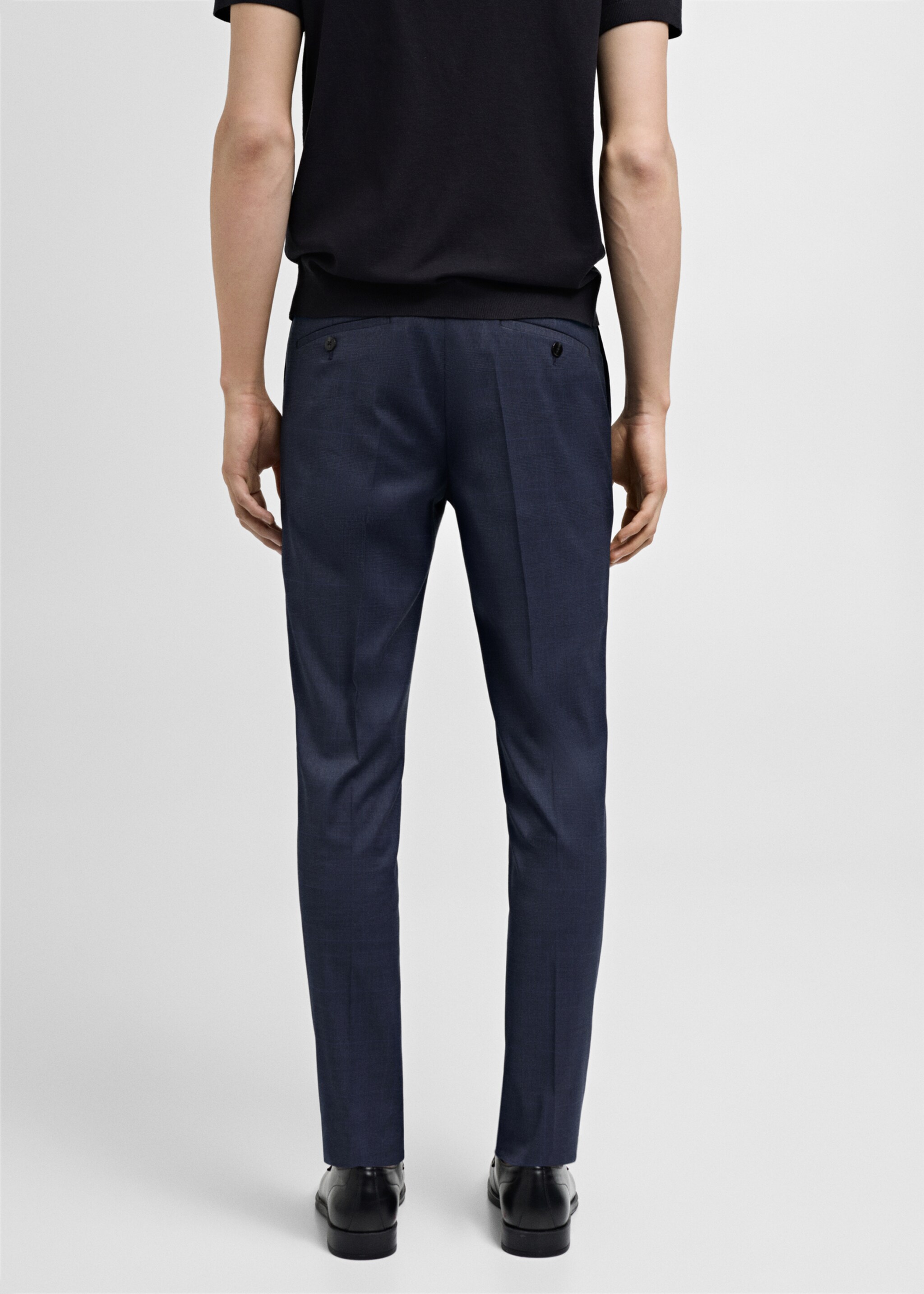 Stretch fabric super slim-fit suit trousers - Reverse of the article, Indigo Blue. Ref: 77000582-00.
