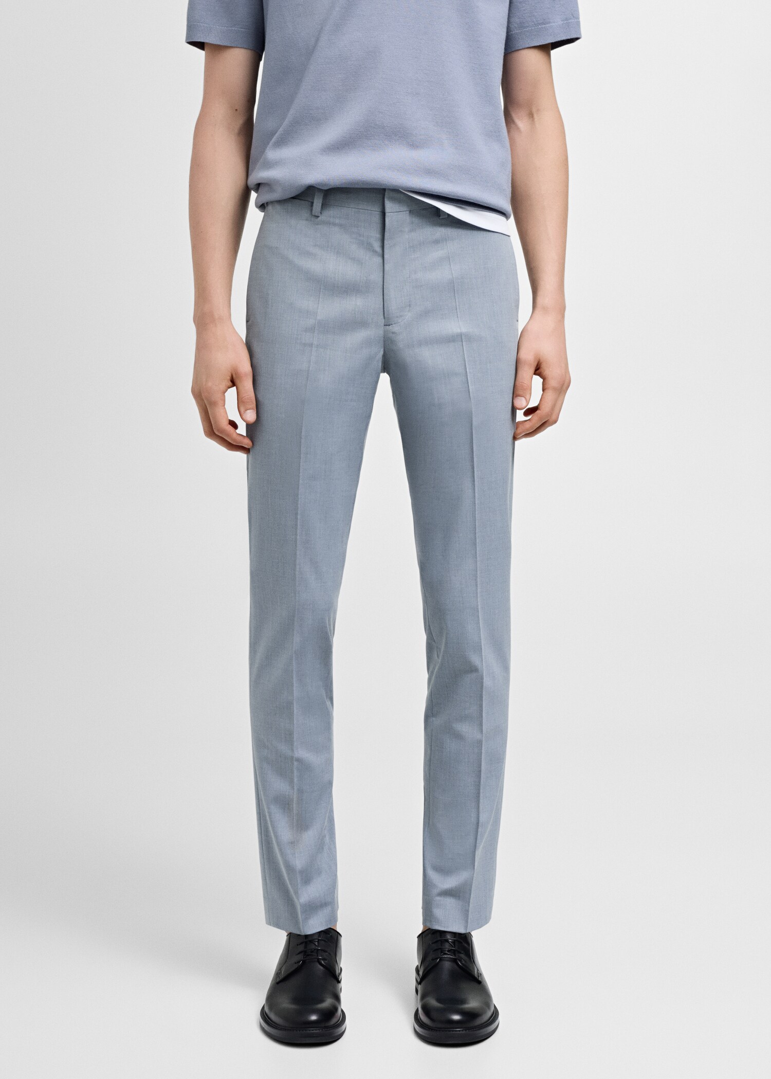 Stretch fabric super slim-fit suit trousers - Medium plane