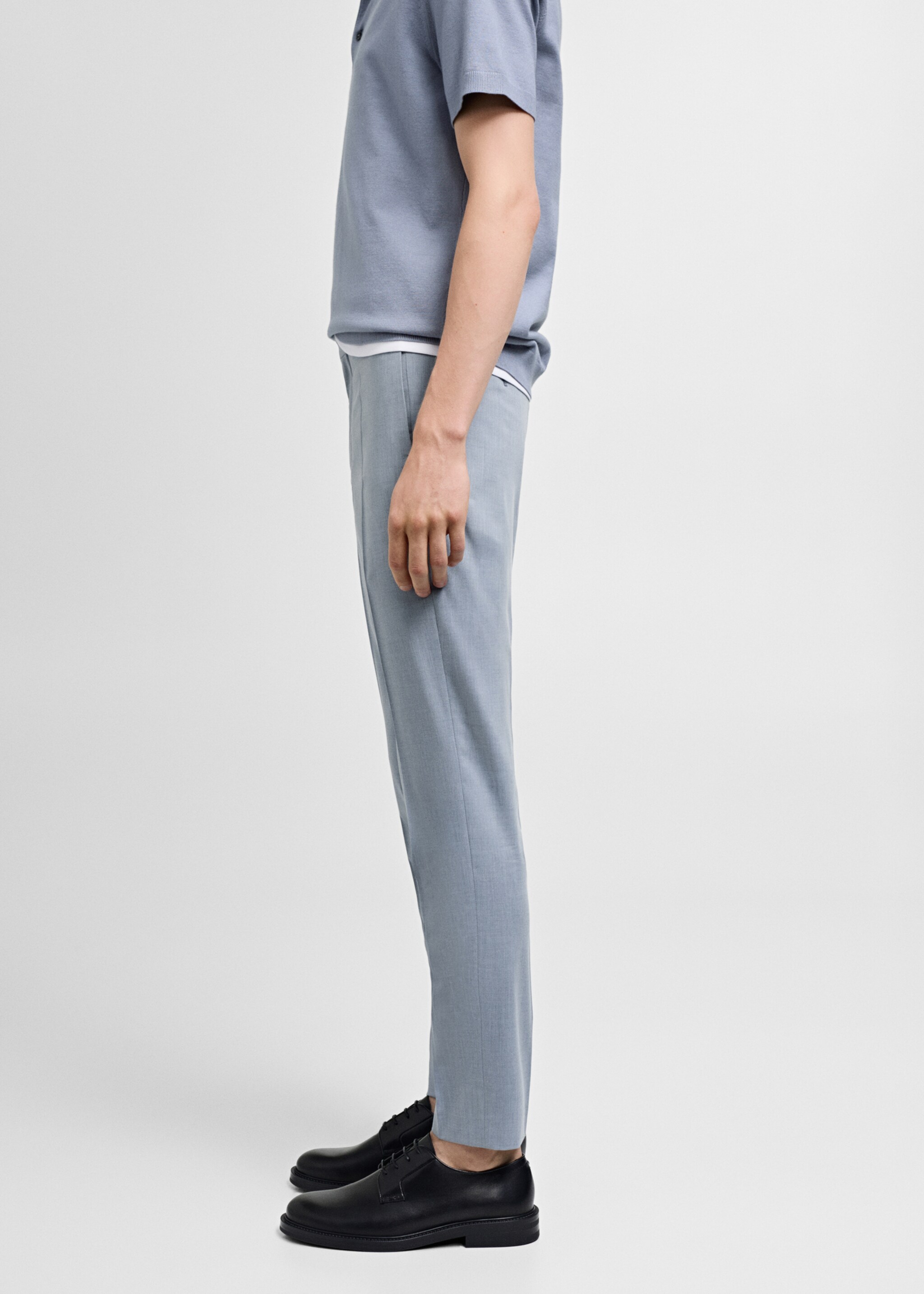 Stretch fabric super slim-fit suit trousers - Details of the article 2, Sky Blue. Ref: 77000583-00.