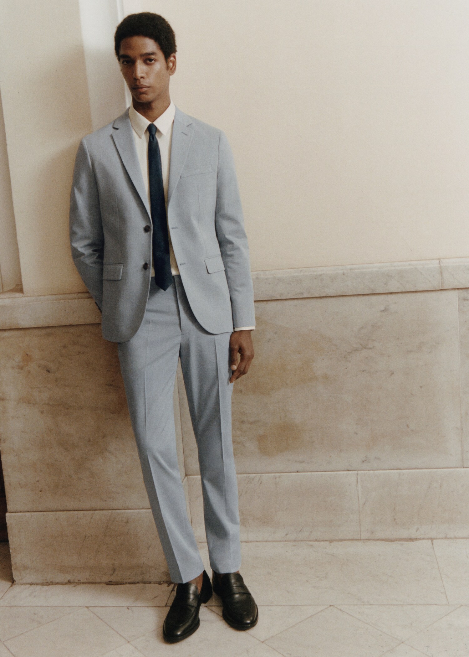 Stretch fabric super slim-fit suit trousers - Details of the article 3