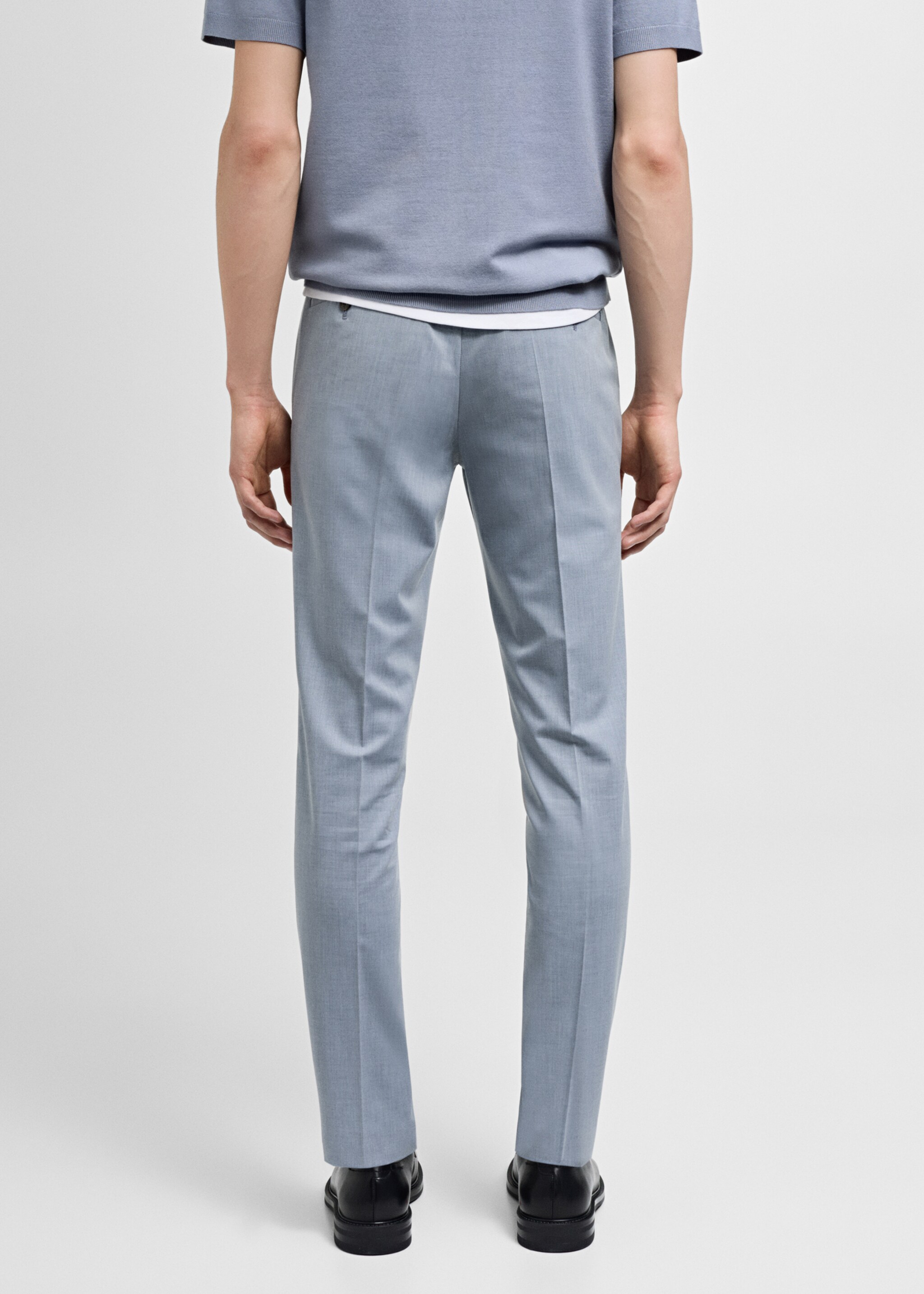 Stretch fabric super slim-fit suit trousers - Reverse of the article, Sky Blue. Ref: 77000583-00.