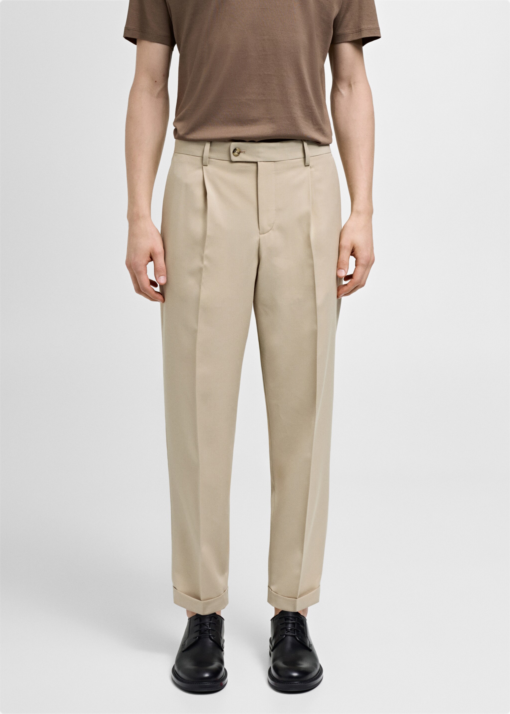 Regular Fit Anzughose - Mittlere Ansicht, Beige. Ref: 77000585-00.