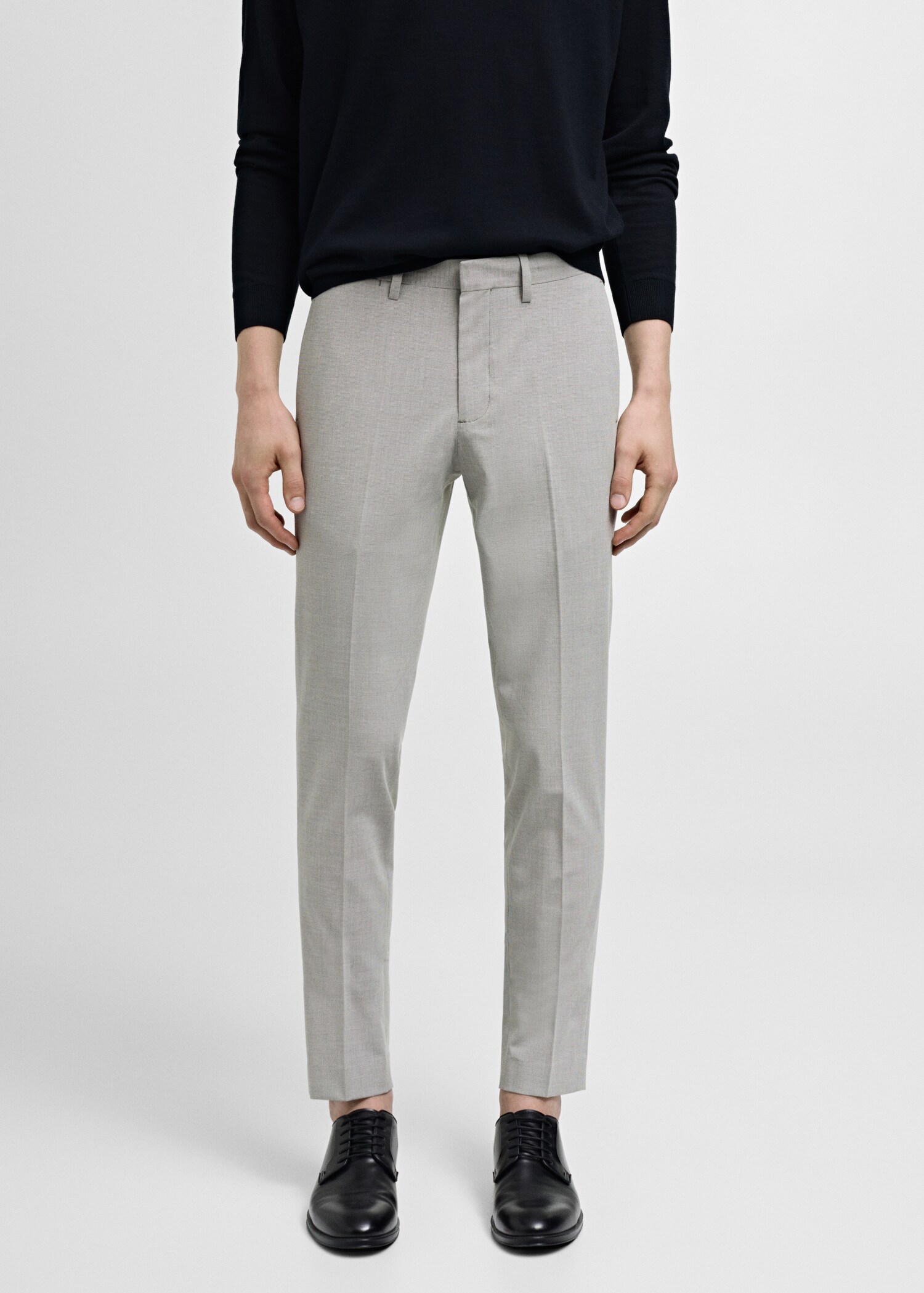 Stretch fabric super slim-fit suit trousers - Medium plane