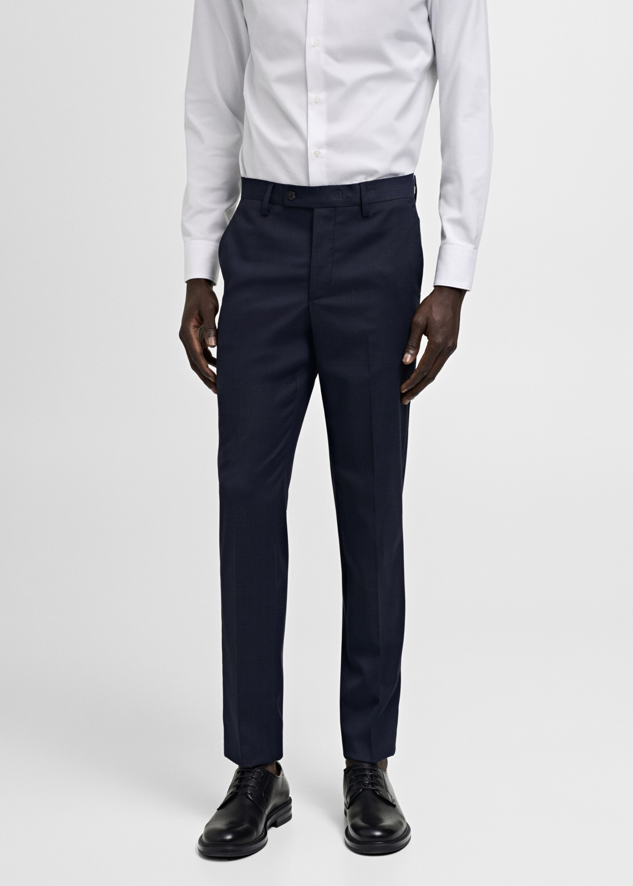 Milan slim-fit suit trousers - Medium plane, Dark Navy. Ref: 77000587-00.
