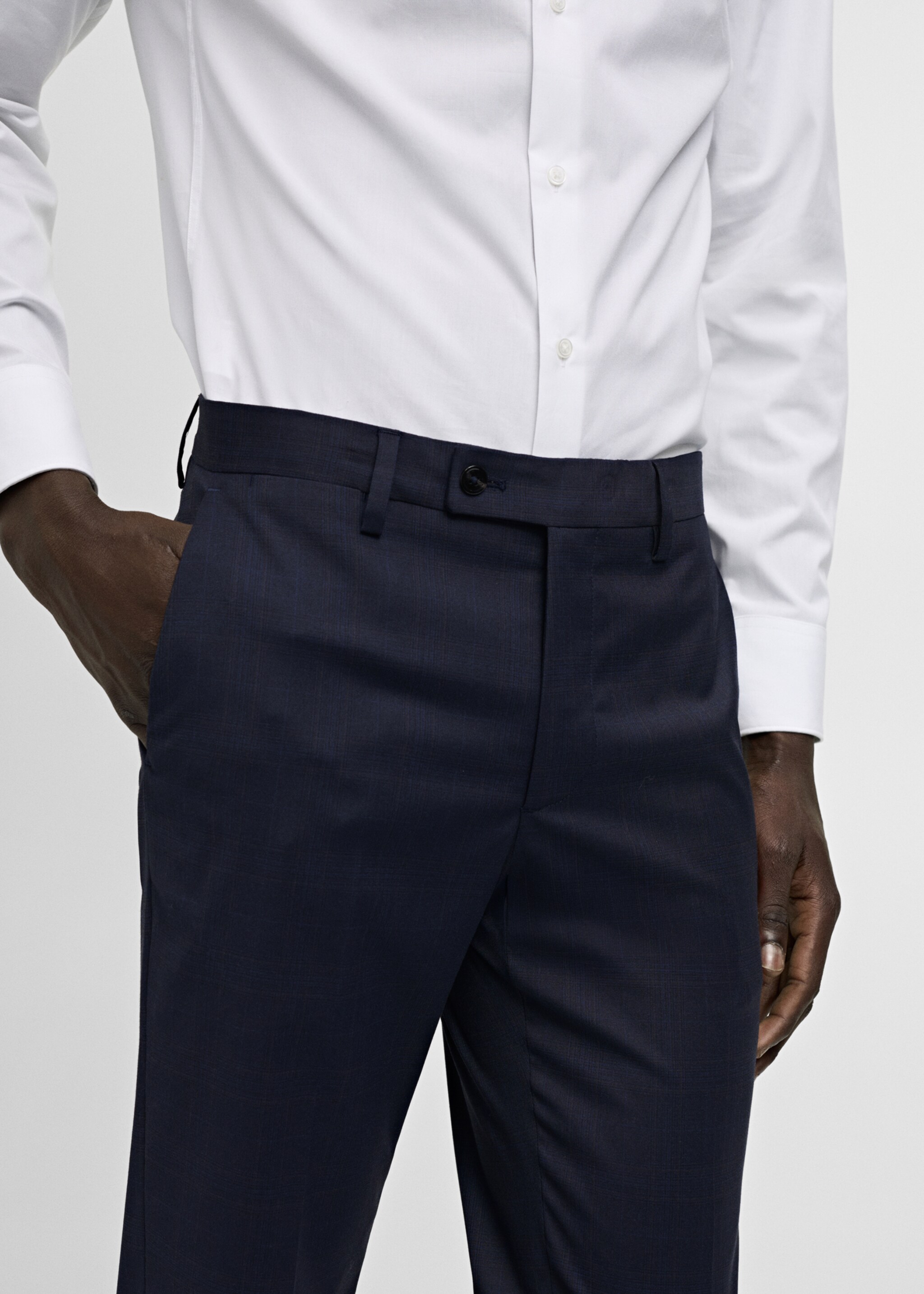Milan slim-fit suit trousers - Details of the article 6, Dark Navy. Ref: 77000587-00.