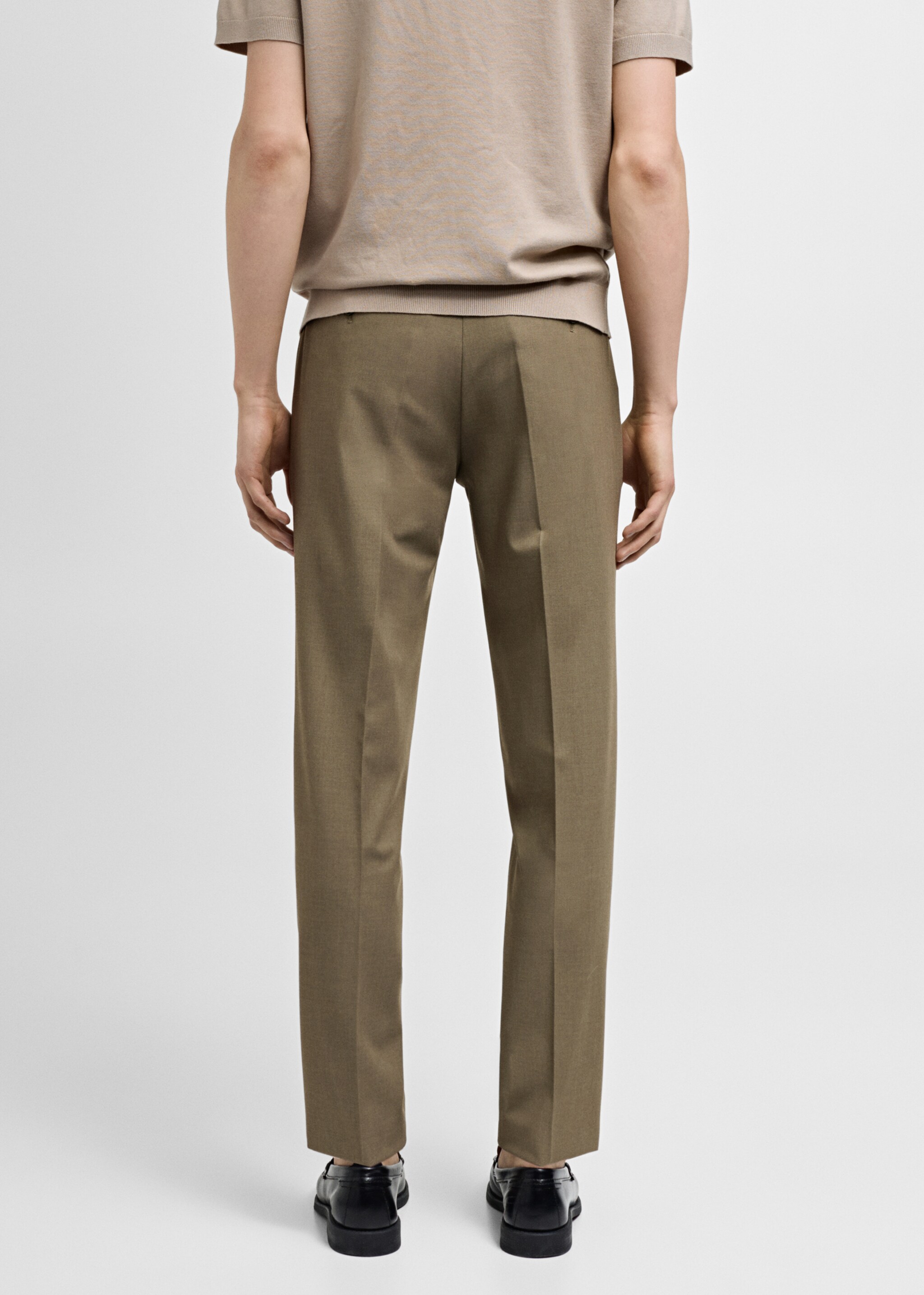 Stretch-fabric slim-fit suit trousers - Reverse of the article, Green. Ref: 77000588-00.