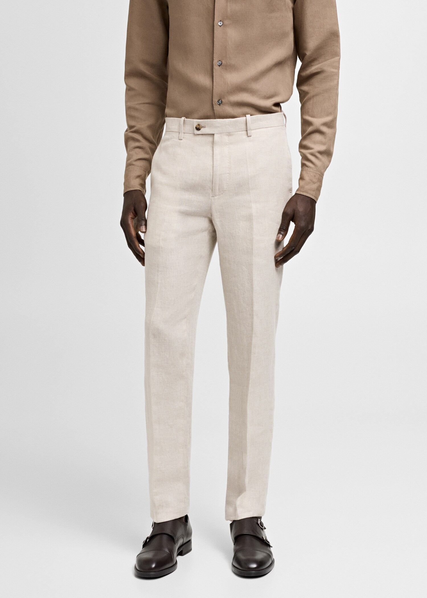 Slim-Fit-Anzughose aus 100 % Leinen - Mittlere Ansicht