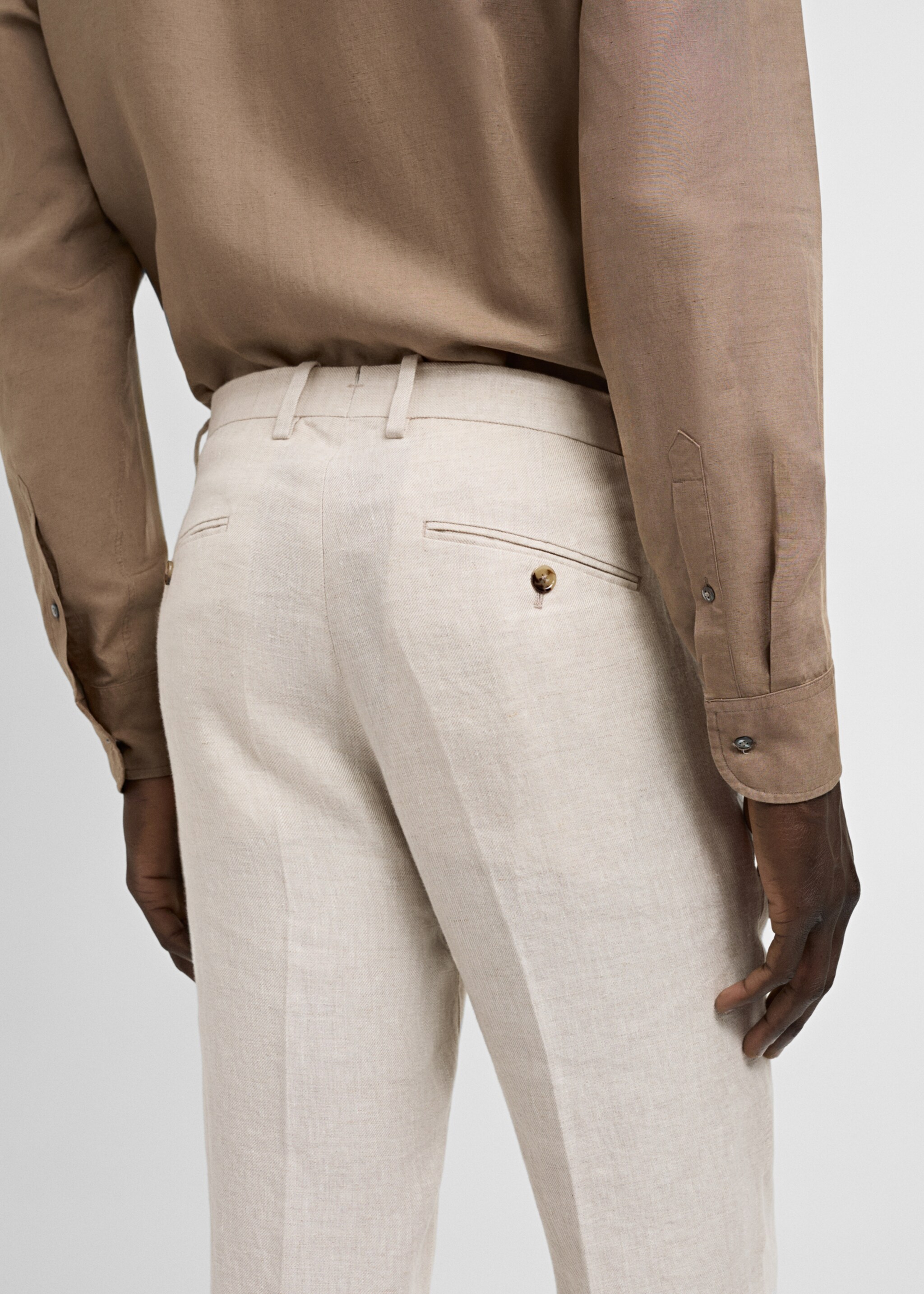 100% linen slim-fit suit trousers - Details of the article 2
