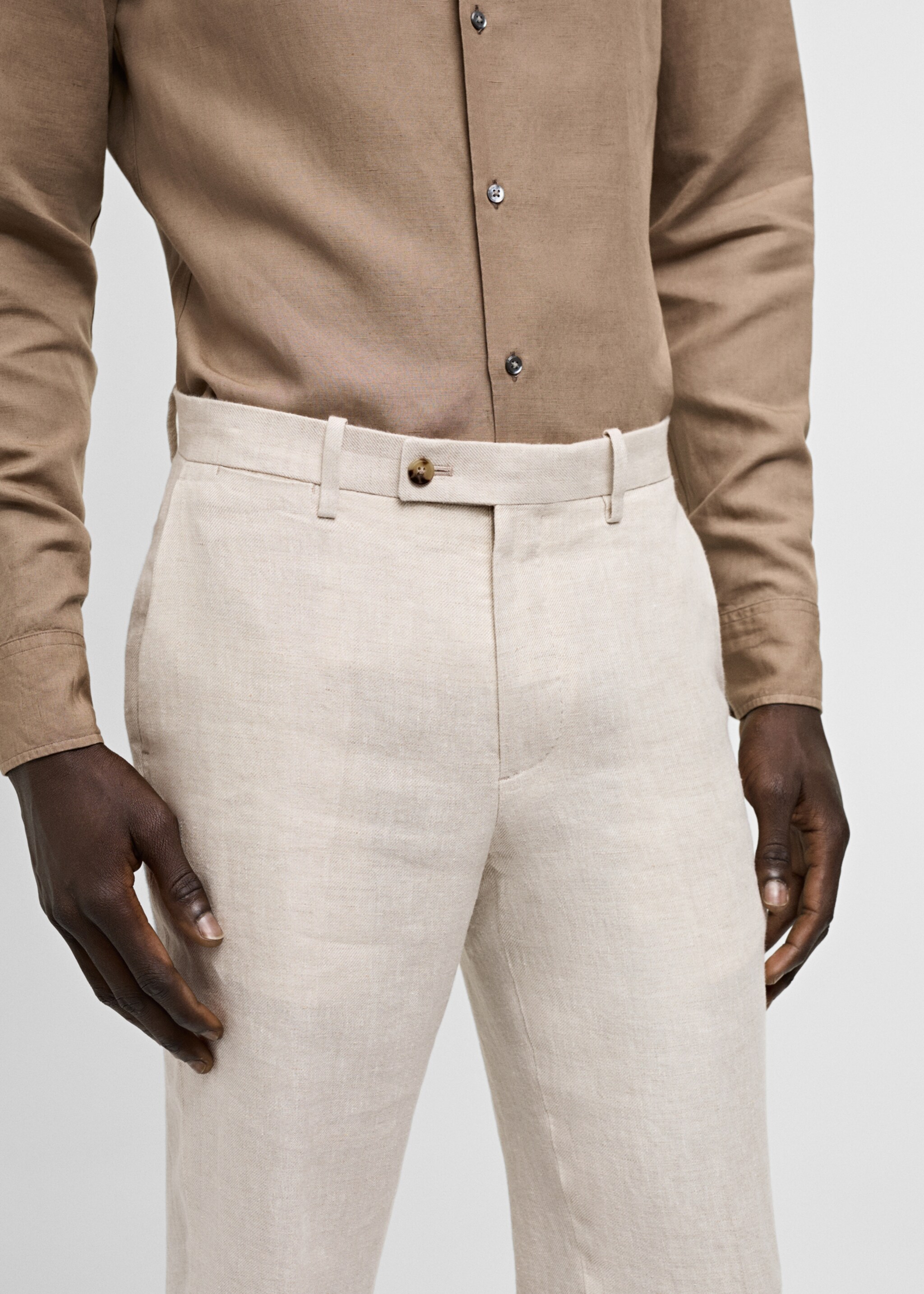 100% linen slim-fit suit trousers - Details of the article 6