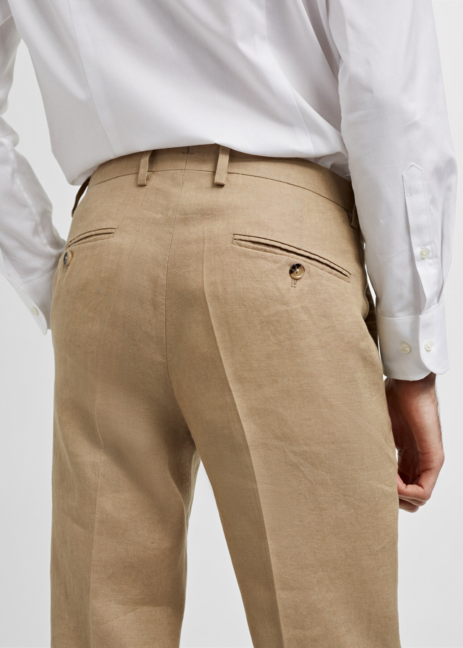 100% linen slim-fit suit trousers - Details of the article 4