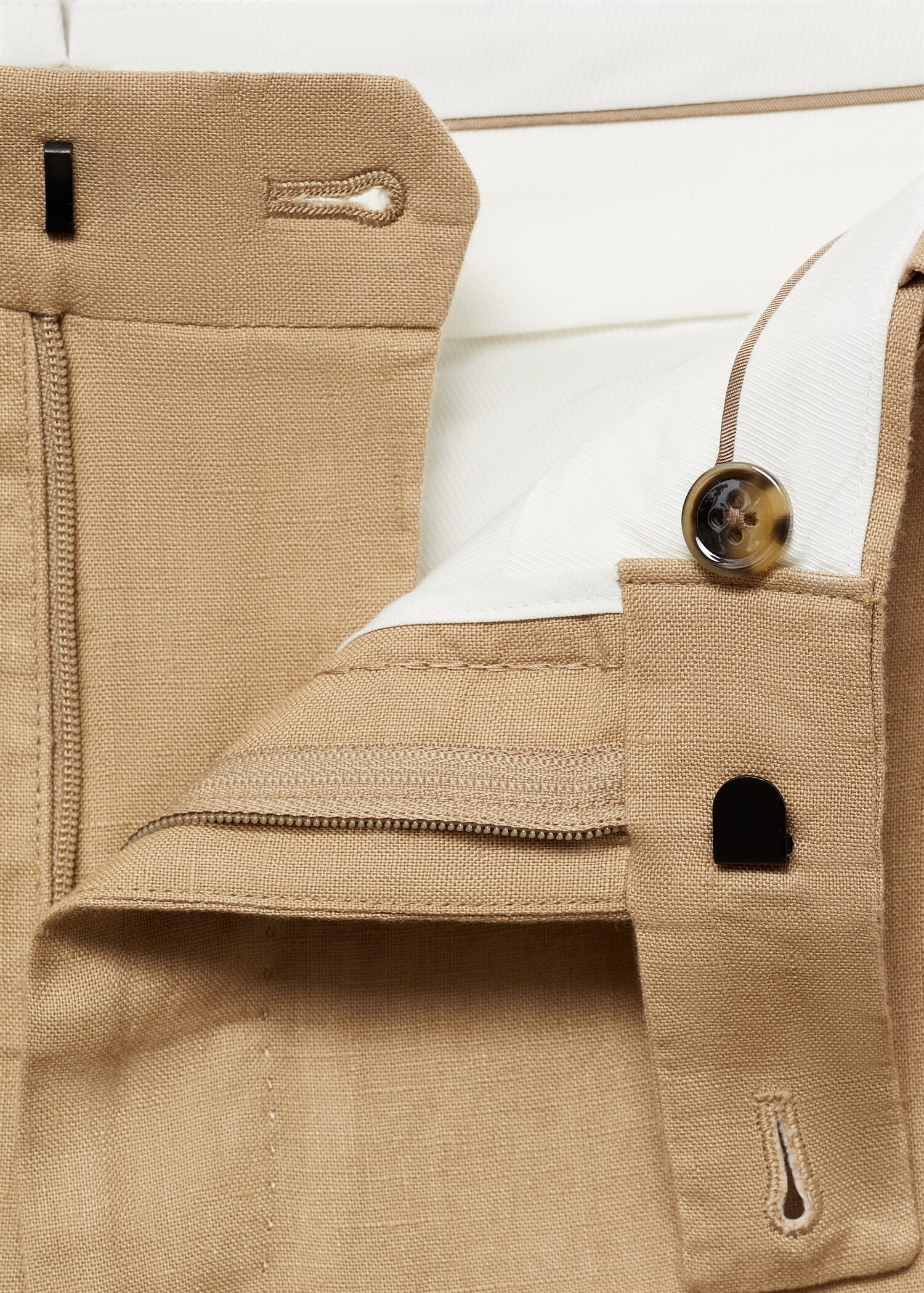 100% linen slim-fit suit trousers - Details of the article 8