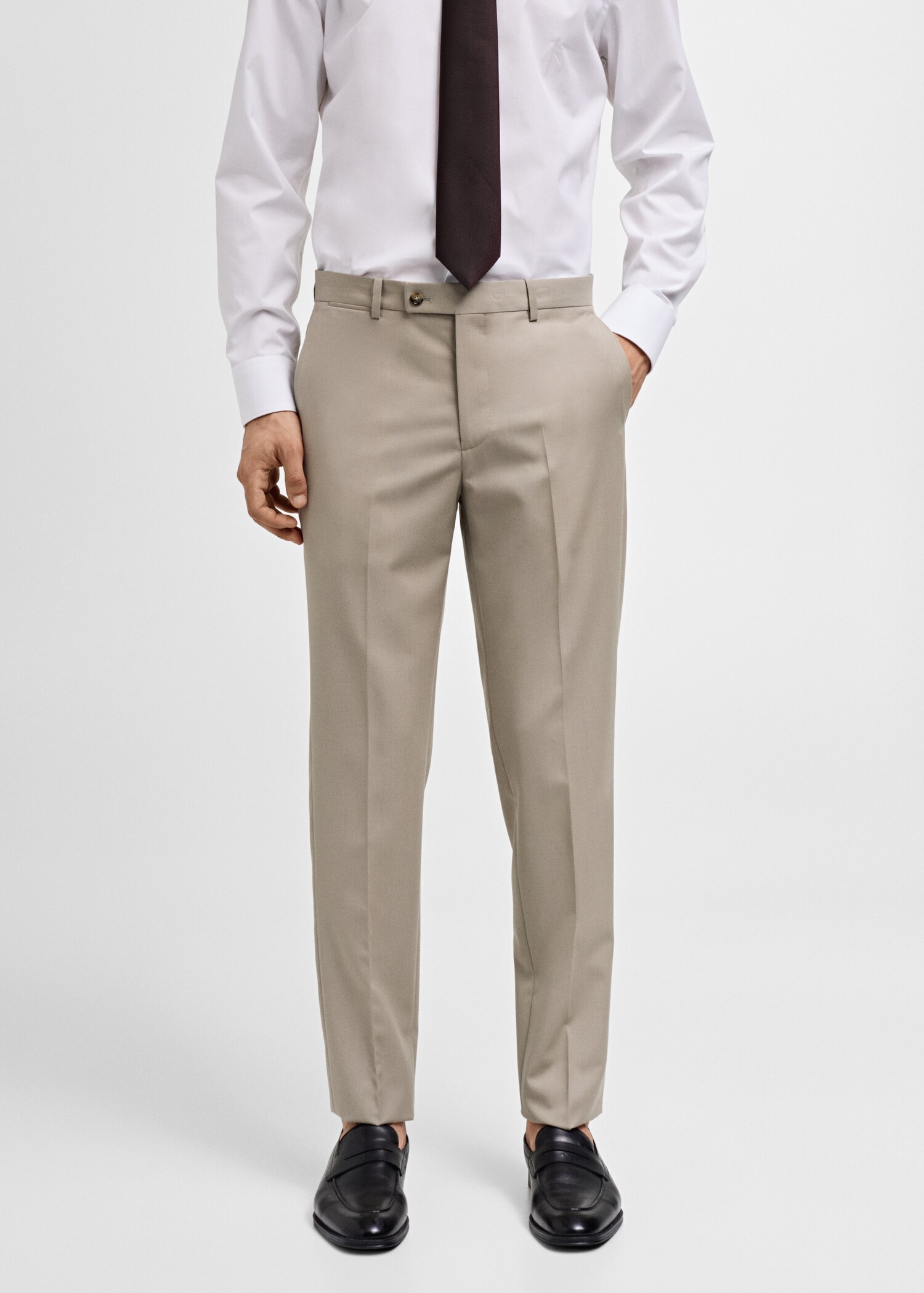 100% virgin wool slim-fit suit trousers - Medium plane