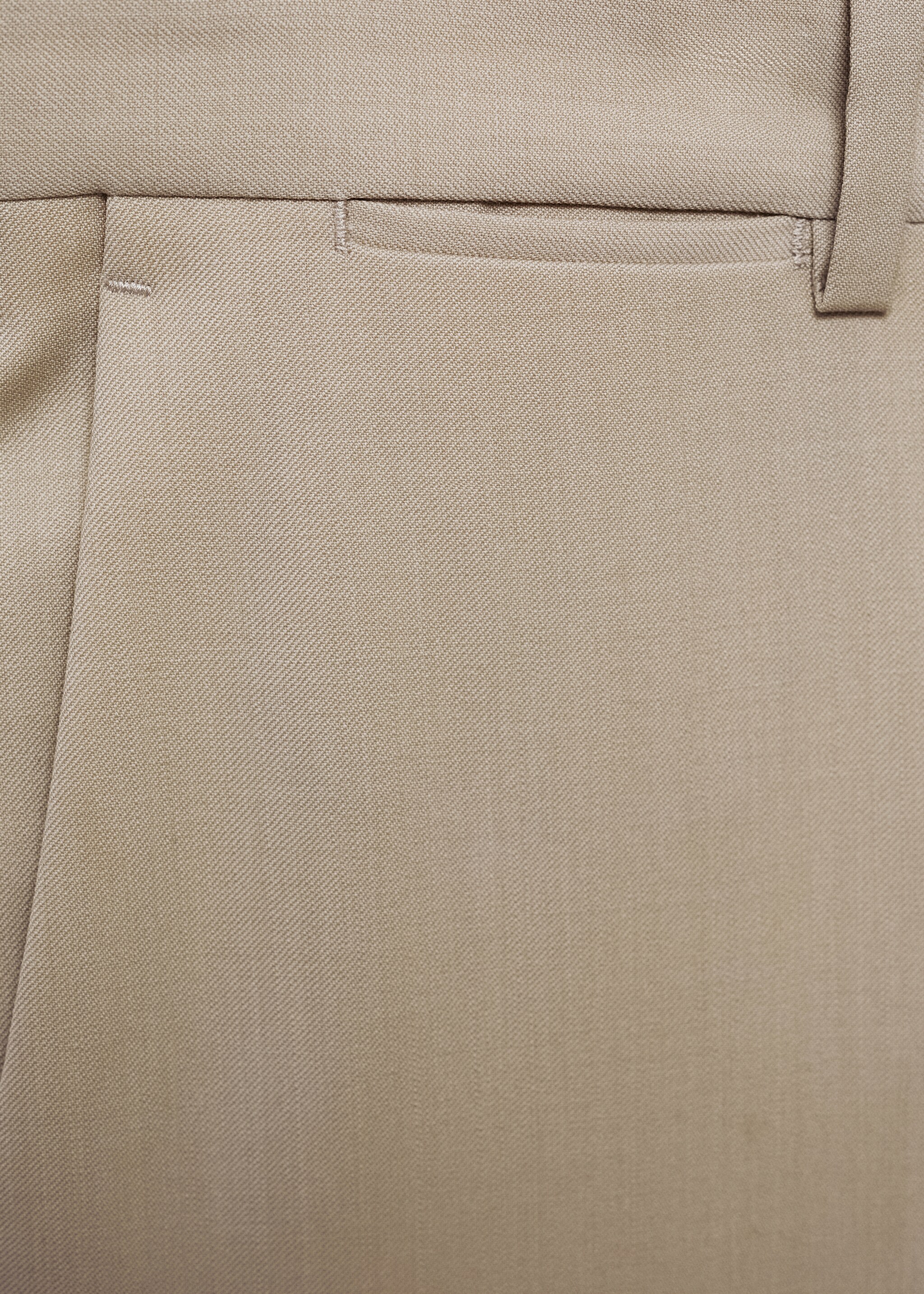100% virgin wool slim-fit suit trousers - Details of the article 0, Beige. Ref: 77000593-00.