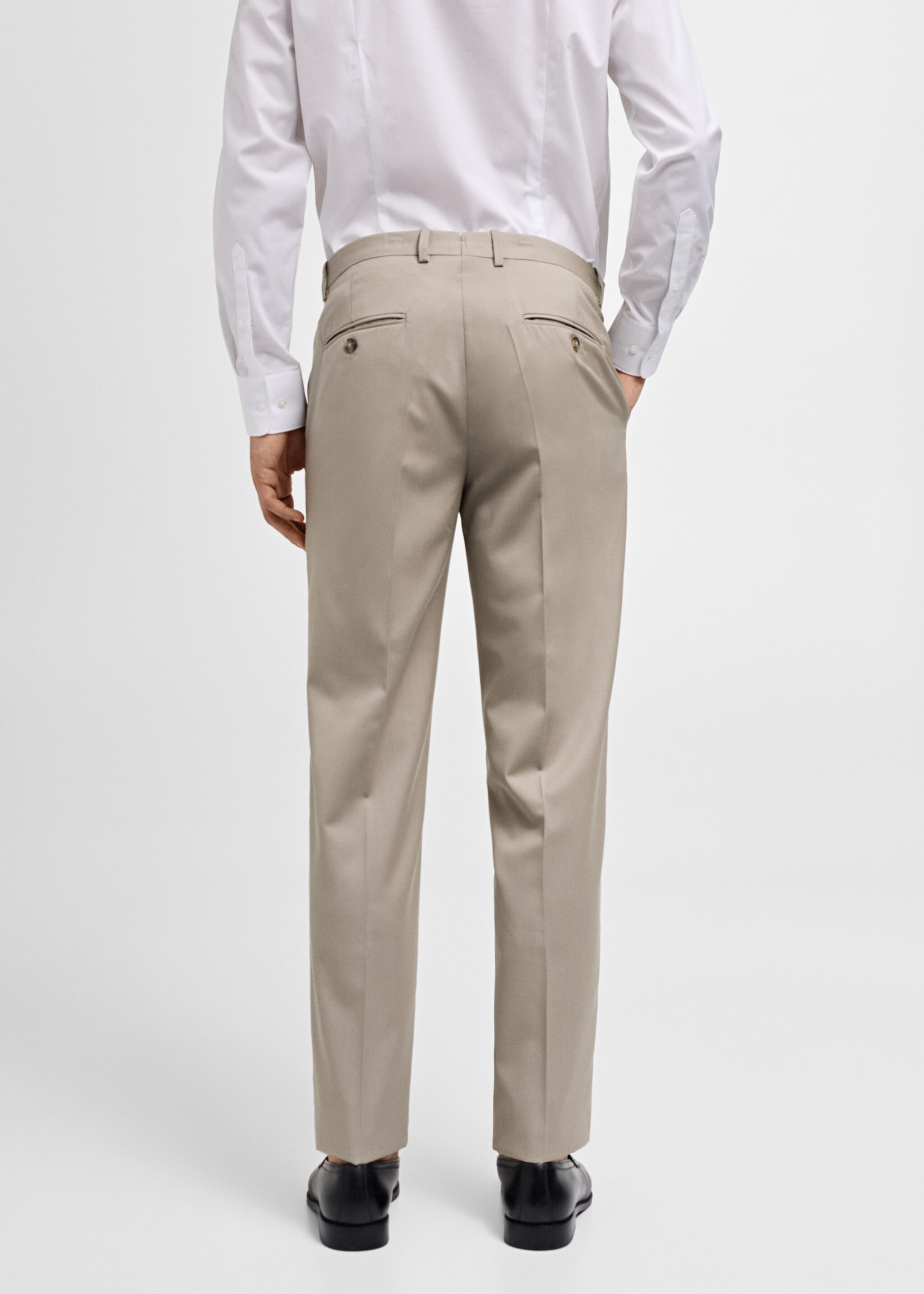 100% virgin wool slim-fit suit trousers - Reverse of the article, Beige. Ref: 77000593-00.